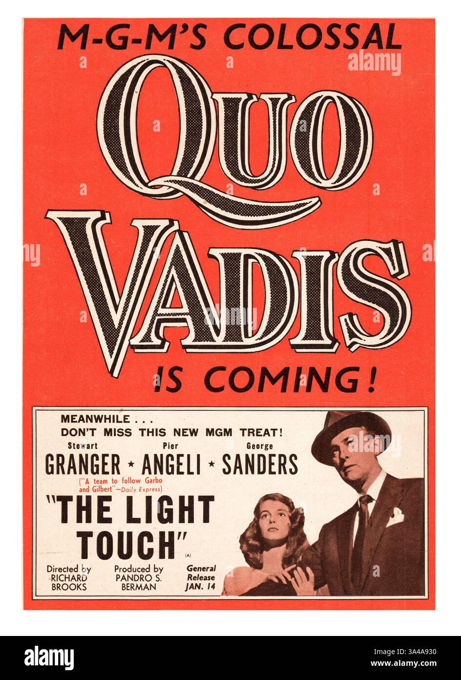 1952 pubblicità cinematografica di Picturegoer Quo Vadis Foto Stock