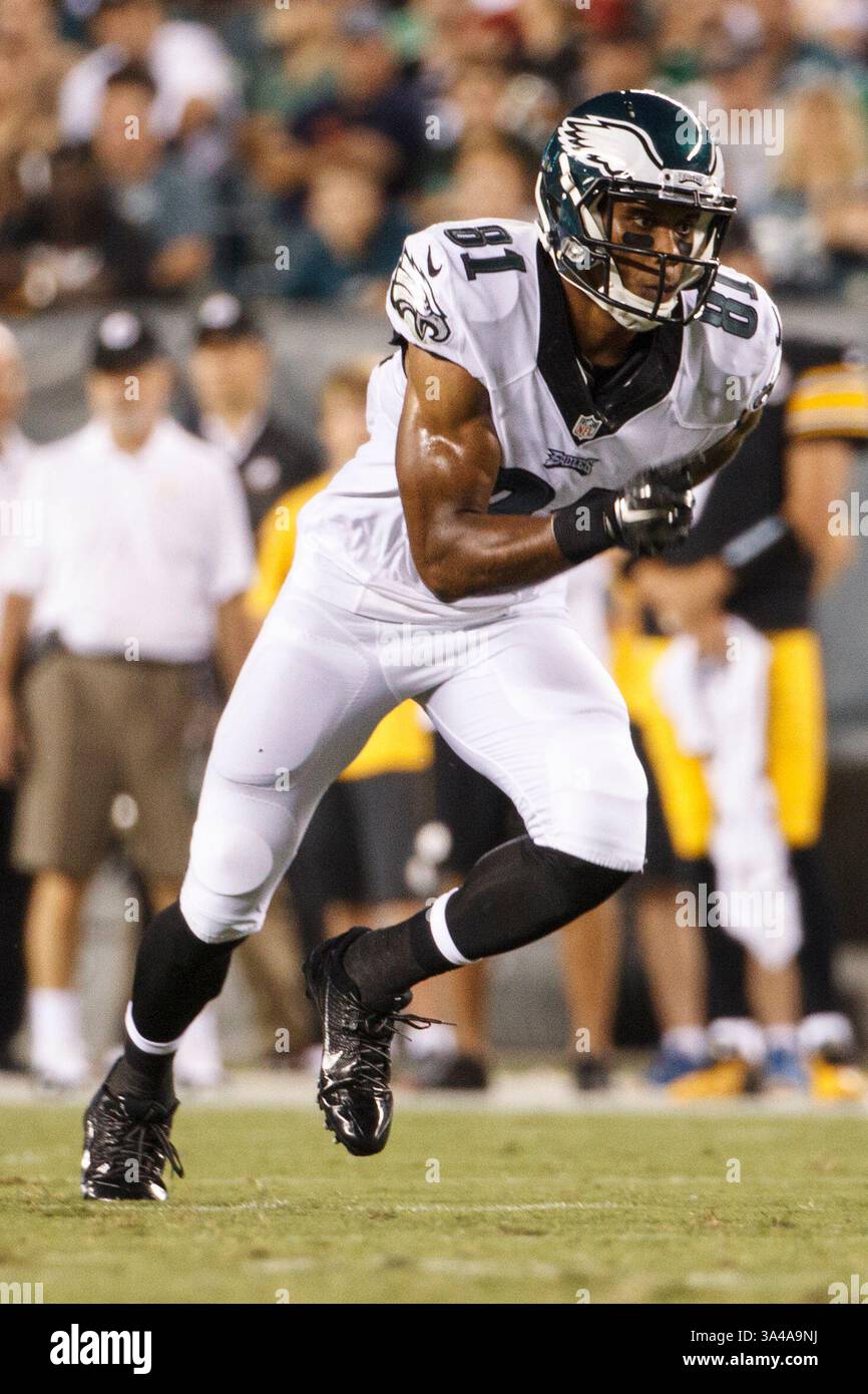 21 agosto 2014: Il wide receiver dei Philadelphia Eagles Jordan Matthews (81) in azione durante la gara di pre-stagione tra Pittsburgh Steelers e Philadelphia Eagles al Lincoln Financial Field di Philadelphia, Pennsylvania. Gli Eagles vinsero 31-21. (Christopher Szagola/Cal Sport Media)(immagine di credito: © Chris Szagola/Cal Sport Media/ZUMAPRESS.com) Foto Stock