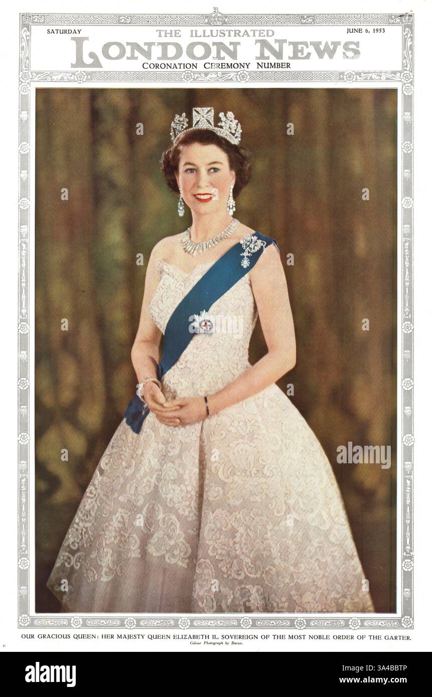 1953 illustrato London News foto della regina Elisabetta II Foto Stock