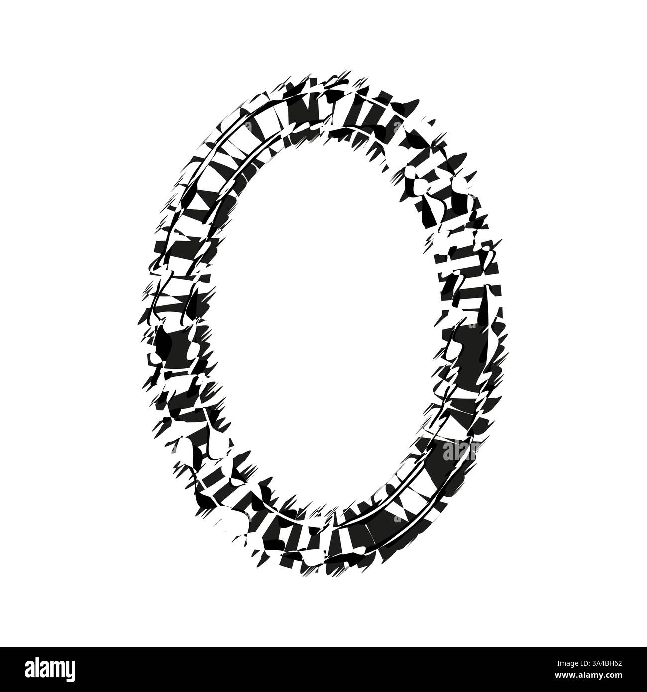 Forma ovale astratta. Struttura della linea interrotta. Elemento di movimento circolare. Design vettoriale nero. Illustrazione Vettoriale