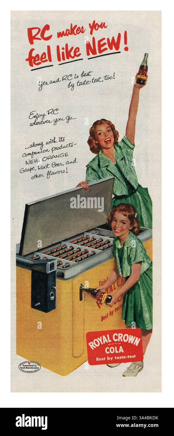 1952 US Magazine pubblicità Royal Crown Cola Foto Stock