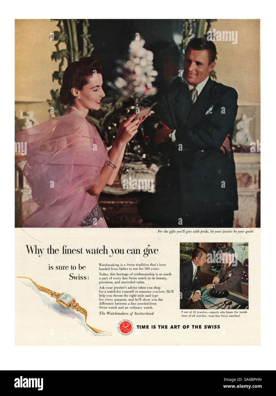 1951 US Magazine Watchmakers of Switzerland Advert Foto Stock