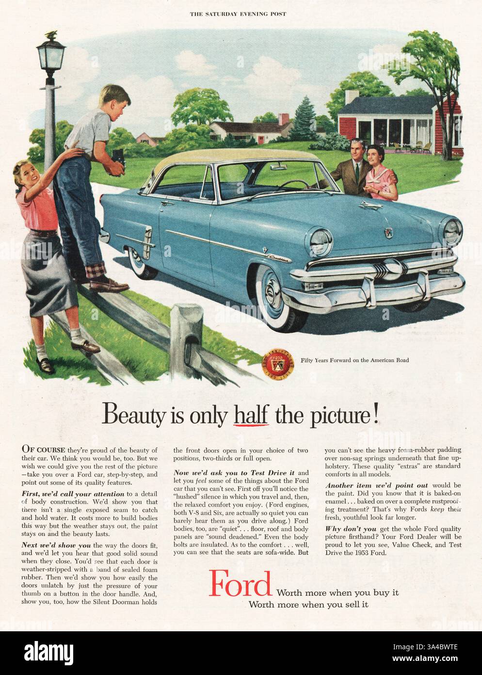 1953 US Magazine pubblicità Ford Cars Foto Stock