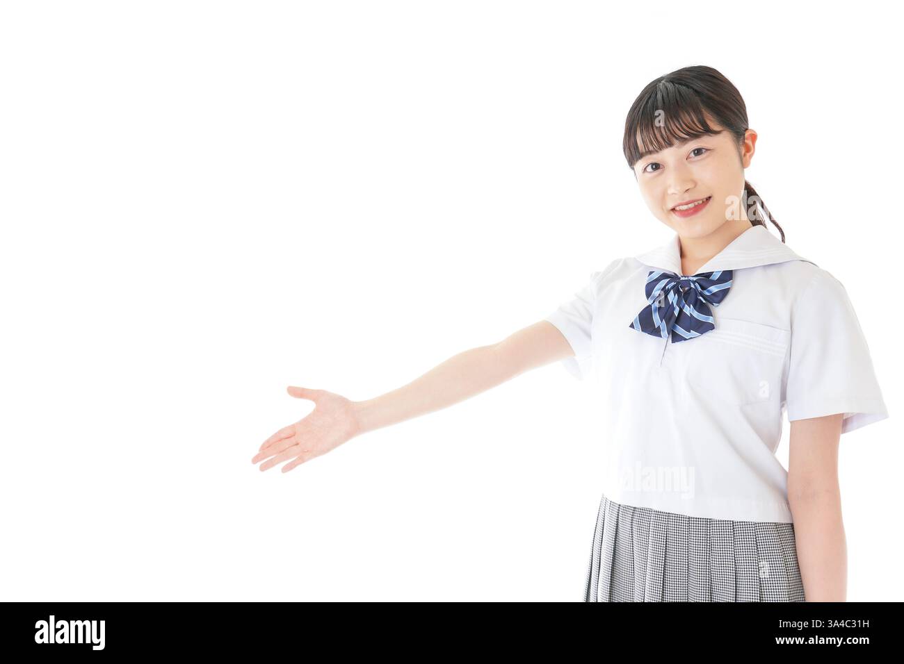 Studentessa sorridente che fa un tour Foto Stock