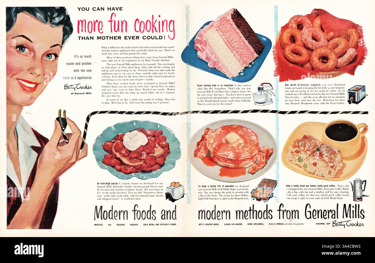 1953 U.S. Magazine Betty Crocker Cake Mixes Advert Foto Stock