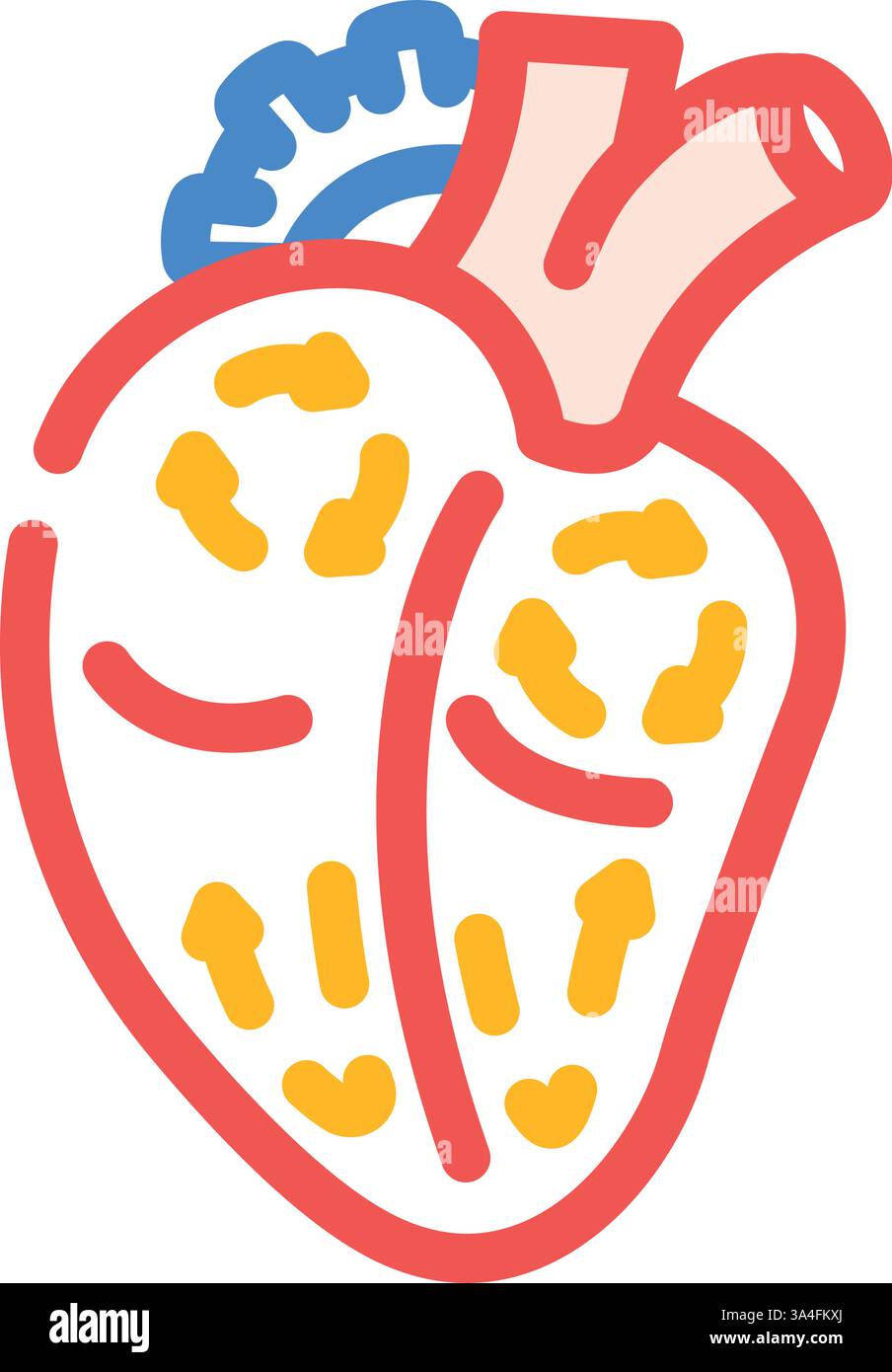 illustrazione vettoriale dell'icona del colore della malattia cardiologica della fibrillazione atriale Illustrazione Vettoriale