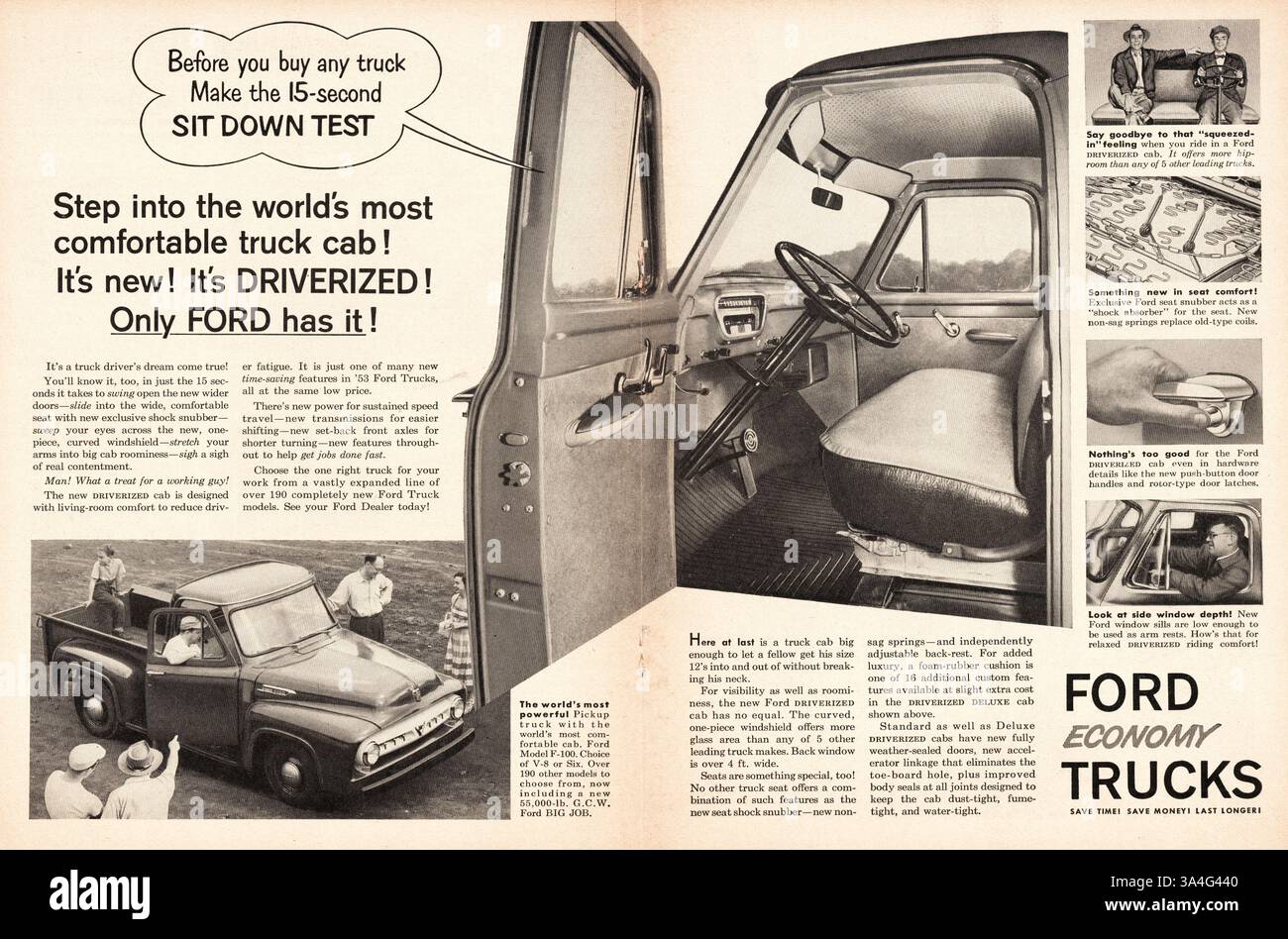 1953 US Magazine pubblicità Ford Trucks Foto Stock