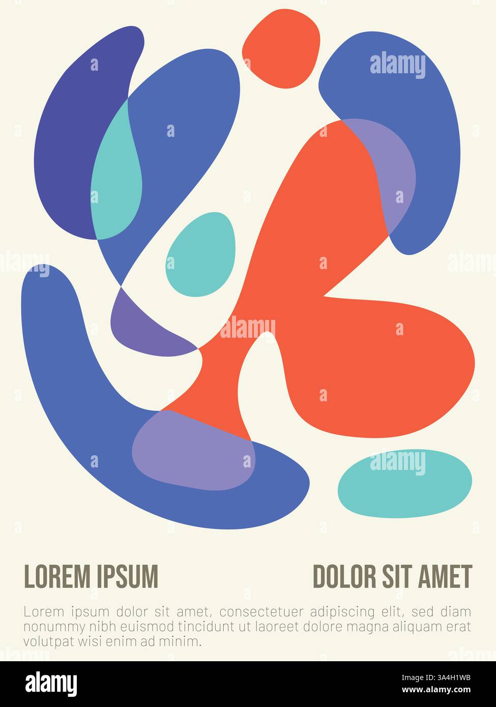 Modello di poster astratto creativo con stile Bauhaus. modello di poster estivo in stile bauhaus astratto con illustrazione vettoriale di testo di esempio Illustrazione Vettoriale