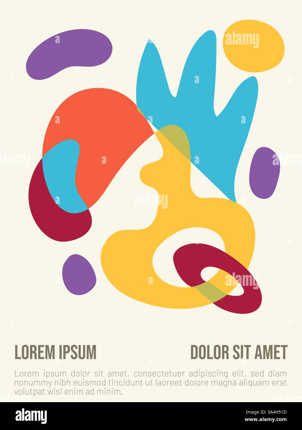 Modello per poster estivo in stile Bauhaus retrò. modello di poster estivo in stile bauhaus astratto con illustrazione vettoriale di testo di esempio Illustrazione Vettoriale