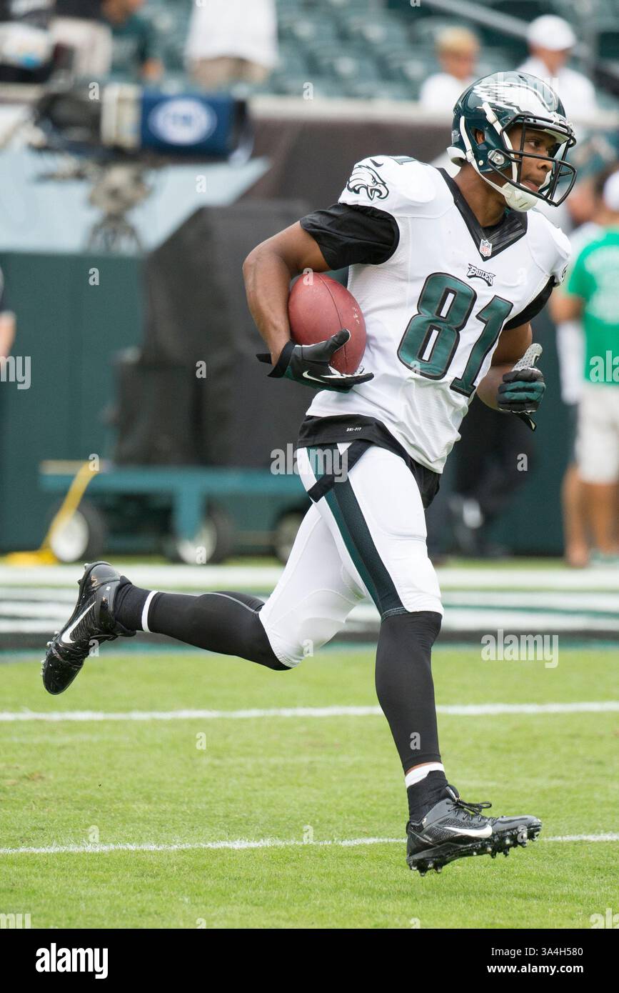 21 settembre 2014: Il wide receiver dei Philadelphia Eagles Jordan Matthews (81) in azione durante i warm-up prima della gara NFL tra i Washington Redskins e i Philadelphia Eagles al Lincoln Financial Field di Philadelphia, Pennsylvania. Gli Eagles vinsero 37-34. (Christopher Szagola/Cal Sport Media)(immagine di credito: © Chris Szagola/Cal Sport Media/ZUMAPRESS.com) Foto Stock