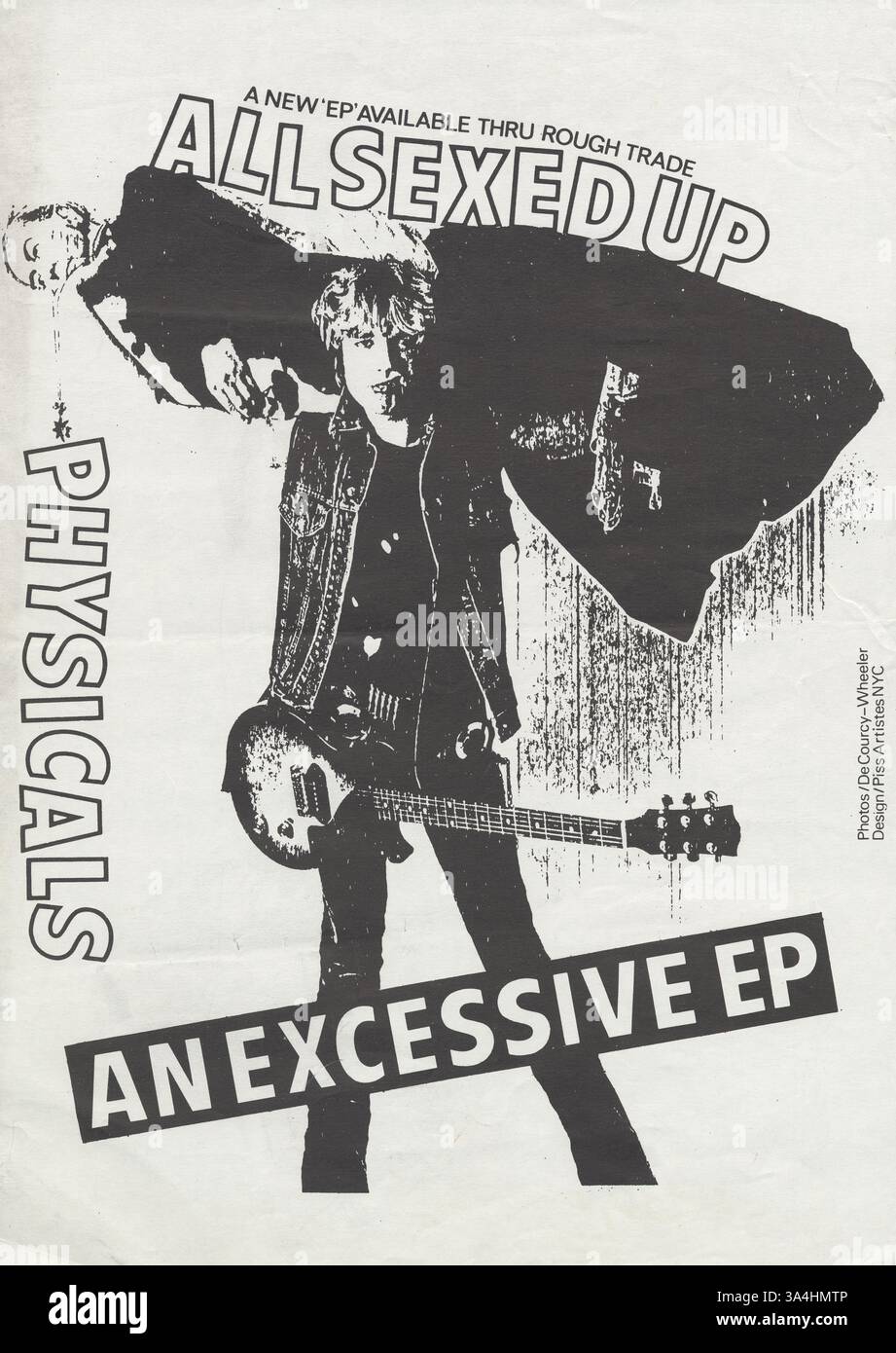 FISICA - poster A3 originale di All Sexed Up EP del 1978. Registri delle deviazioni. Copertina basata su copie xeros. Alan Lee Shaw chitarra, voce, scrittore Steve Schmidt chitarra Christer Sol basso, voce Steve Bye batteria Ian Dickson produttore The Physicals produttore Martin Deniz ingegnere. Alcune autorità hanno vietato il EP All Sexed Up della fisica, nessuno è stato ingannato nel comprarlo e affondò senza lasciare traccia. Non sorprende, dato che era una truffa al di sotto della media delle New York Dolls, Foto Stock