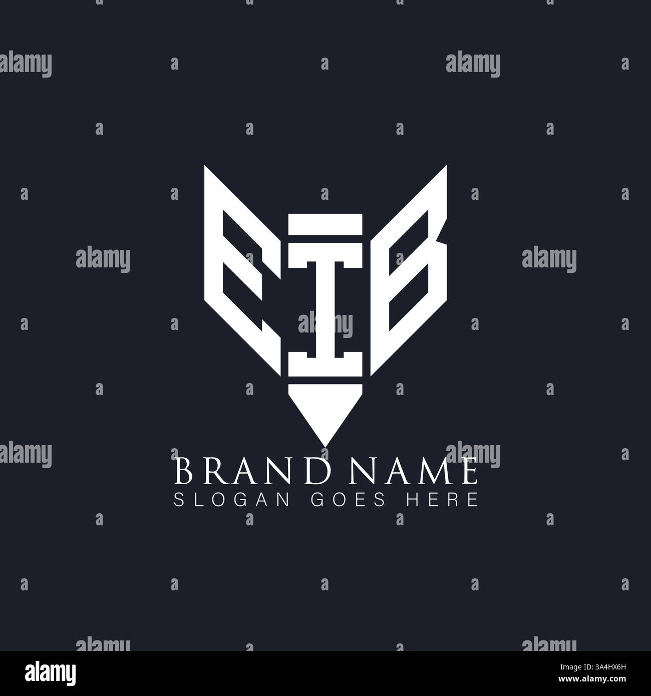 Logo EIB esclusivo con iniziali geometriche astratte piatte e moderne. Logo monogramma EIB. Illustrazione Vettoriale