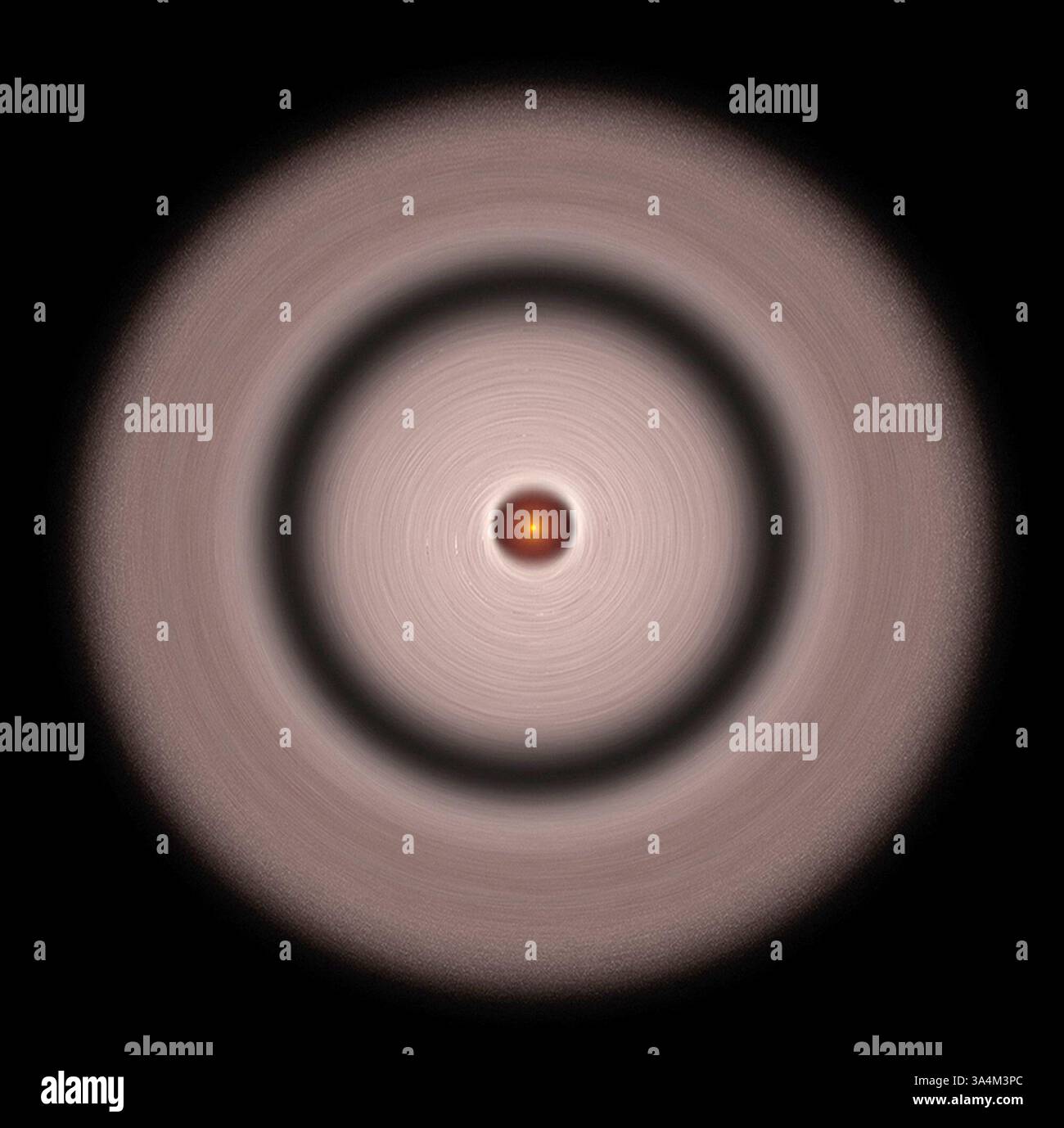 14 giugno 2013 - il pianeta sospetto è in orbita attorno alla piccola nana rossa TW Hydrae. Questa immagine mostra un vuoto in un disco protoplanetario di polvere e gas che girano intorno alla vicina stella nana rossa TW Hydrae, che risiede a 176 anni luce di distanza nella costellazione Hydra, a volte chiamata serpente marino. La presenza del GAP è spiegata meglio come a causa degli effetti di un pianeta in crescita, invisibile, che sta spazzando via il materiale e scavando una corsia nel disco, come un aratro nevoso... Hubble scopre le prove del pianeta più lontano che si forma dalla sua stella - 14 giugno 2013..astronomi che usano gli Hubble della NASA Foto Stock