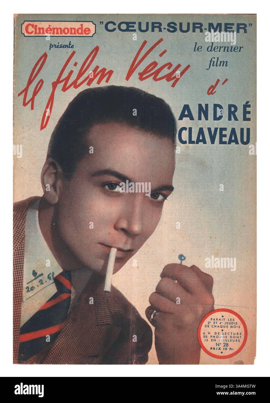 1952 le Film Vécu attore della rivista André Claveau Foto Stock