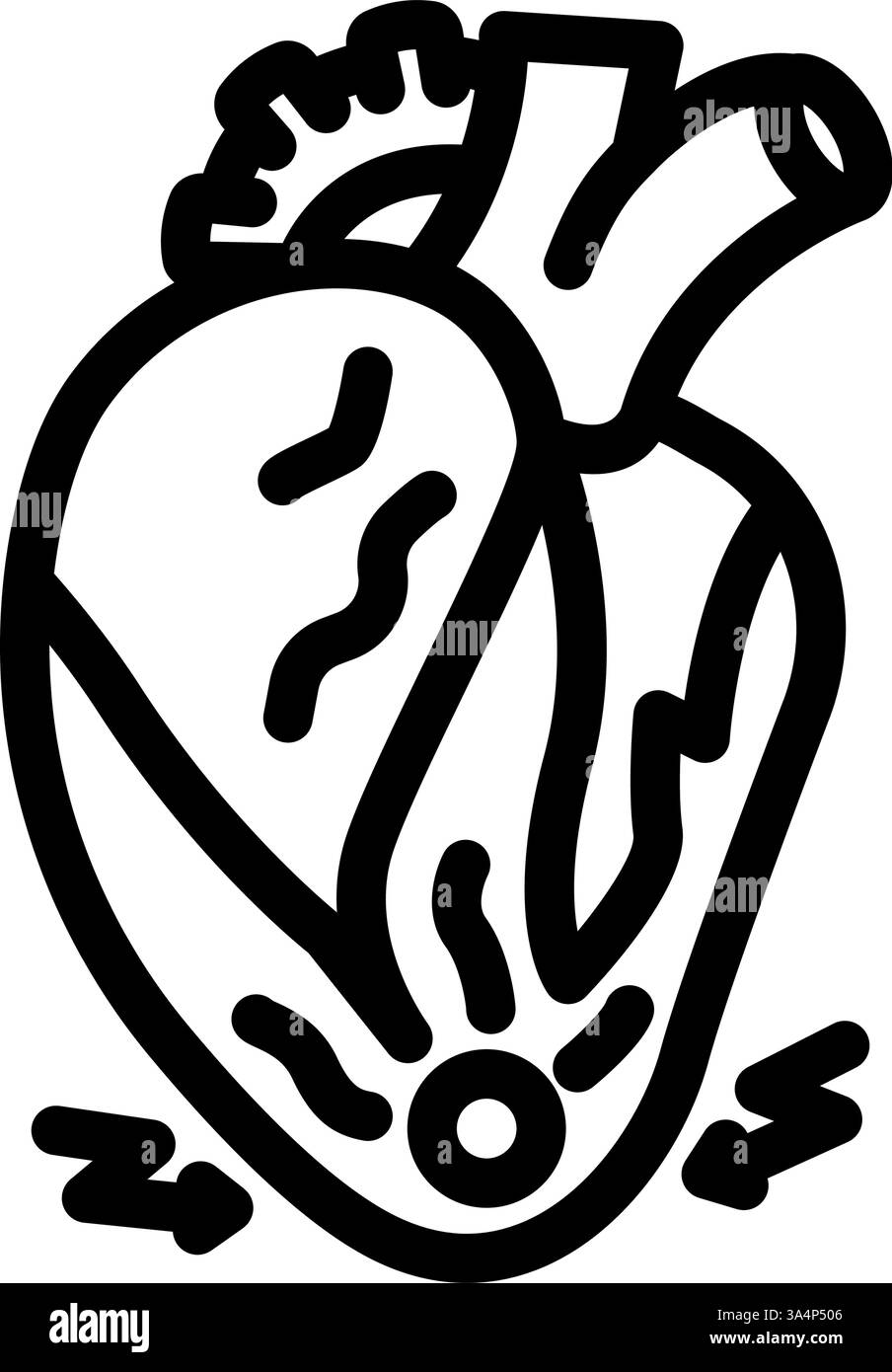 illustrazione vettoriale dell'icona della linea di cardiologia dell'insufficienza cardiaca Illustrazione Vettoriale