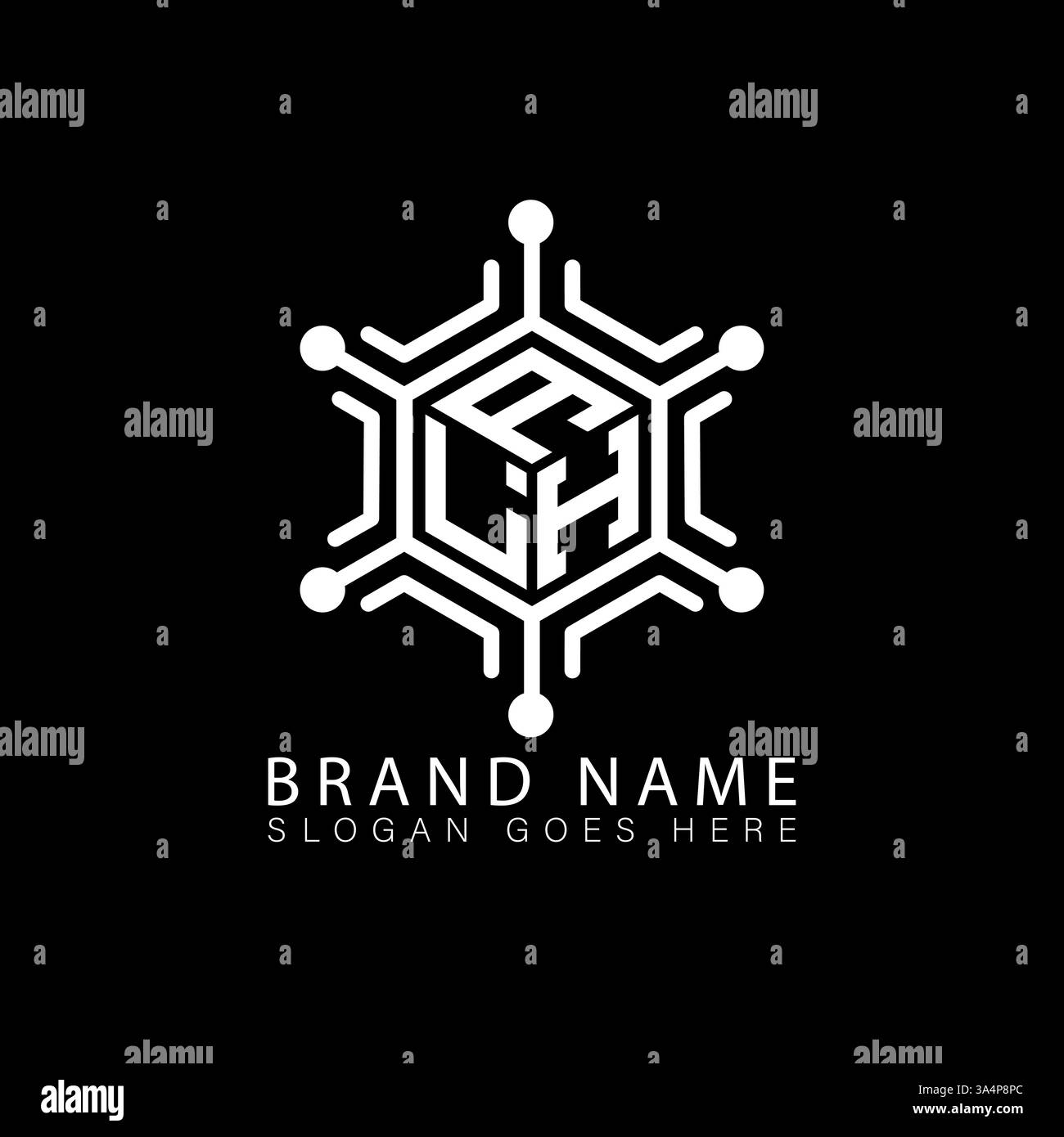 Logo ALH con iniziali geometriche astratte e piatte, design esclusivo e moderno. Logo monogramma ALH. Illustrazione Vettoriale