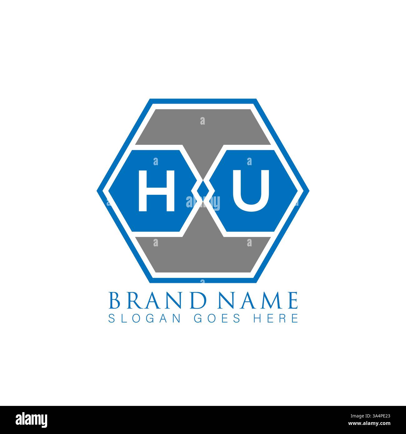 HU esclusivo design con iniziali geometriche astratte e piatte, lettera vettoriale e logo. Logo del monogramma HU. Illustrazione Vettoriale