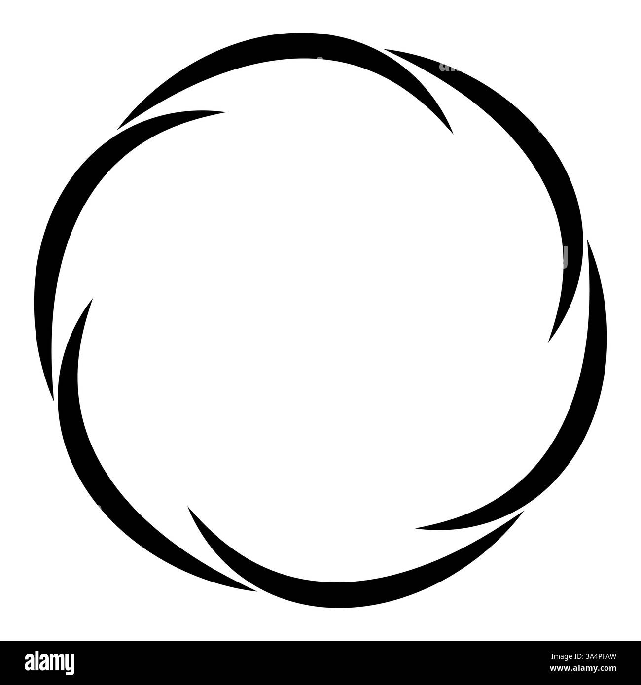 Forma a spirale circolare astratta, con icona linee girevoli nere curve Illustrazione Vettoriale
