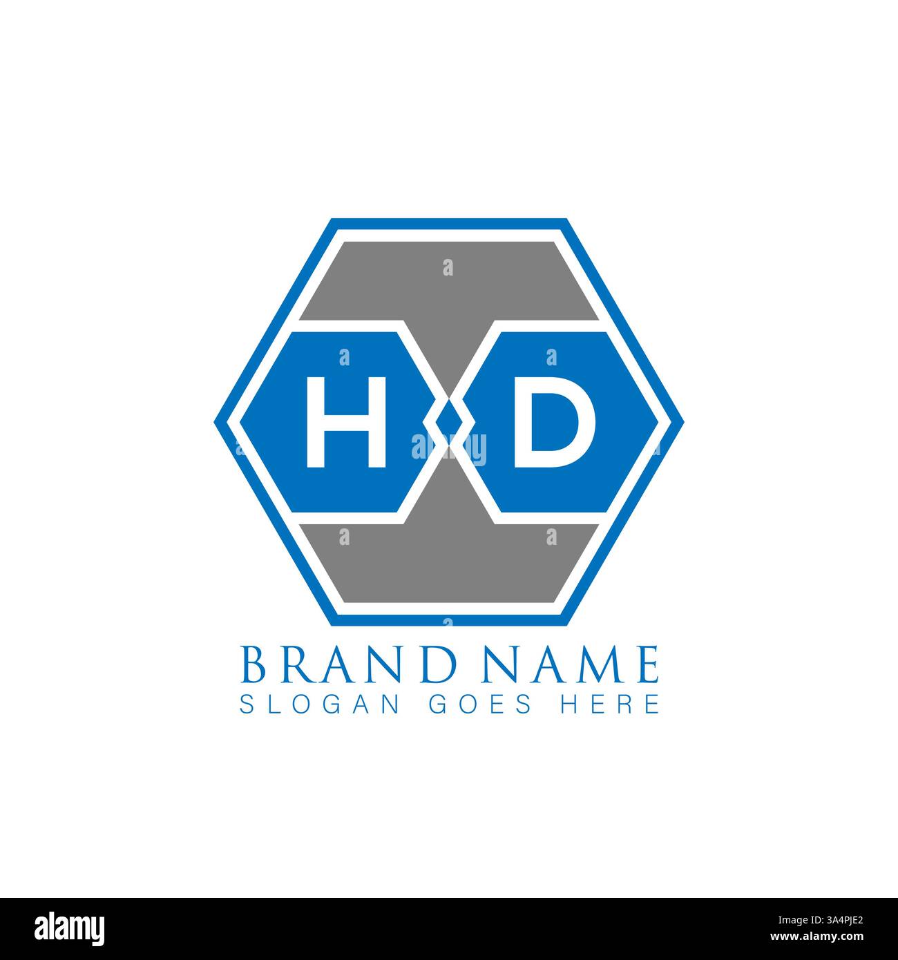 Design esclusivo HD con iniziali geometriche astratte e moderne, lettera vettoriale e logo. Logo monogramma HD. Illustrazione Vettoriale