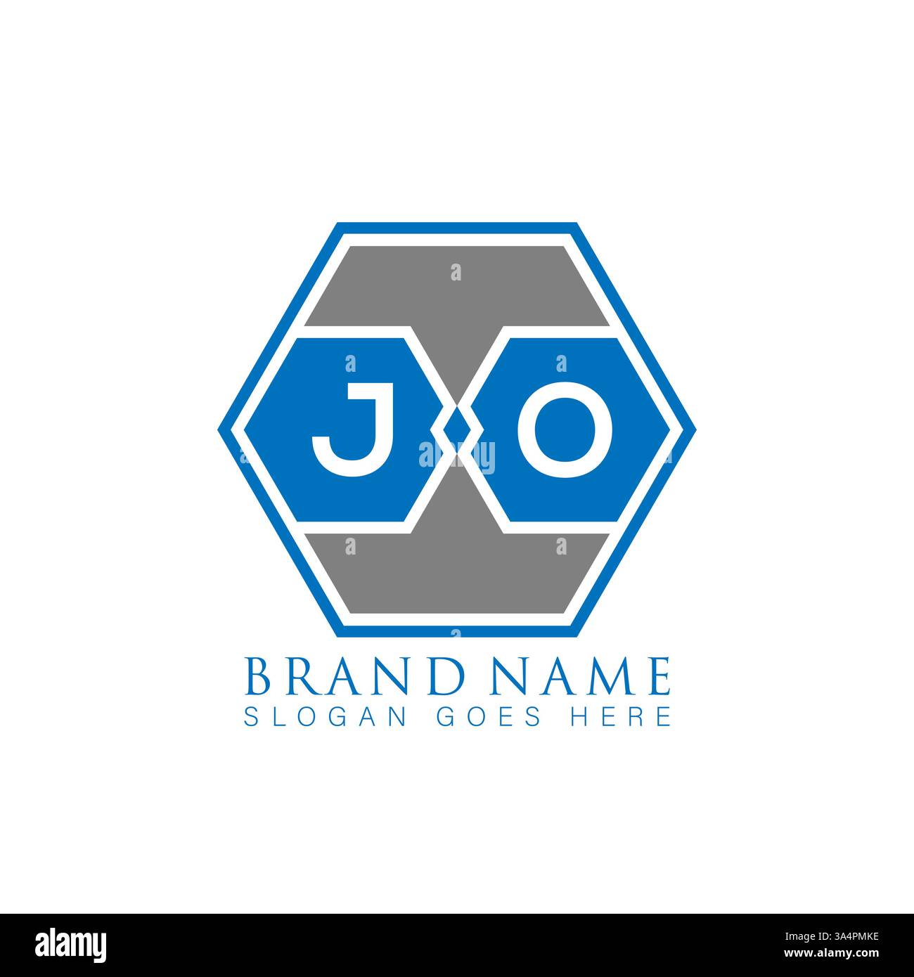 JO iniziali geometriche astratte e moderne, con logo Vector Letter. Logo JO monogramma. Illustrazione Vettoriale