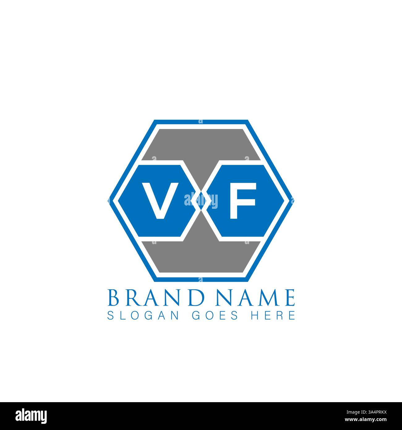 Design esclusivo di VF con iniziali geometriche astratte e piatte. Logo monogramma VF. Illustrazione Vettoriale