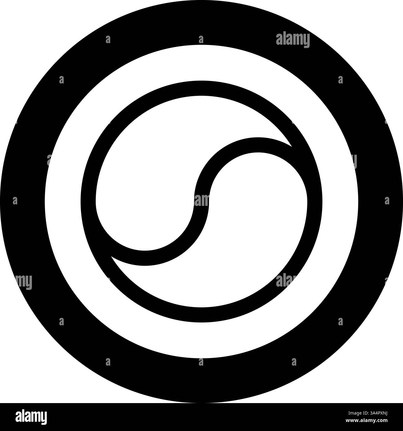 Simbolo Yin Yang taoismo armonia equilibrio Concept icona in cerchio di colore nero immagine vettoriale immagine contorno solido stile semplice Illustrazione Vettoriale