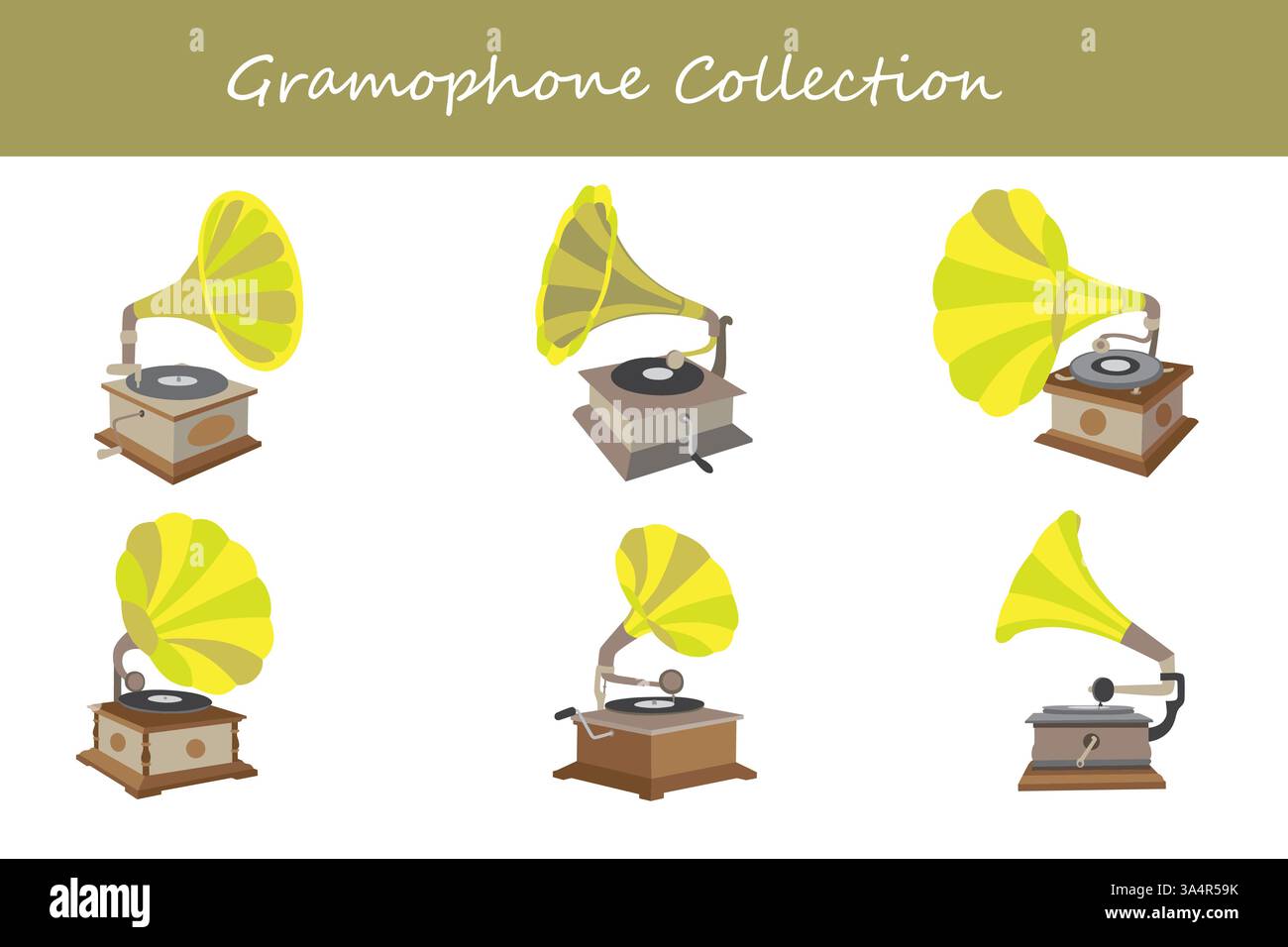collezione gramophone in stile diverso. Illustrazione vettoriale. Illustrazione Vettoriale