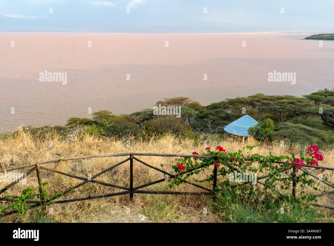 Etiopia, vista sul lago Langano nel sud dell'Etiopia. Parte della Rift Valley Foto Stock