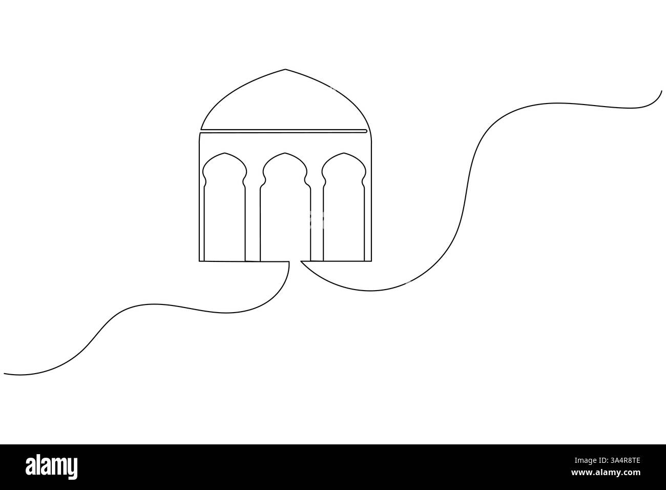 Icona della finestra islamica disegno continuo di una linea semplice illustrazione vettoriale della silhouette del contorno Illustrazione Vettoriale