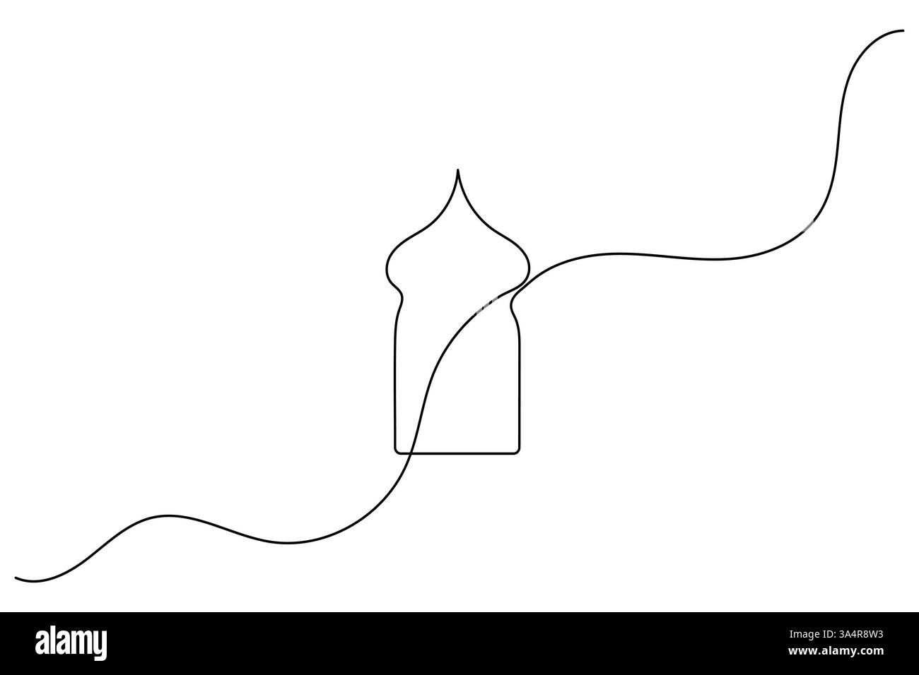 Icona della finestra islamica disegno continuo di una linea semplice illustrazione vettoriale della silhouette del contorno Illustrazione Vettoriale