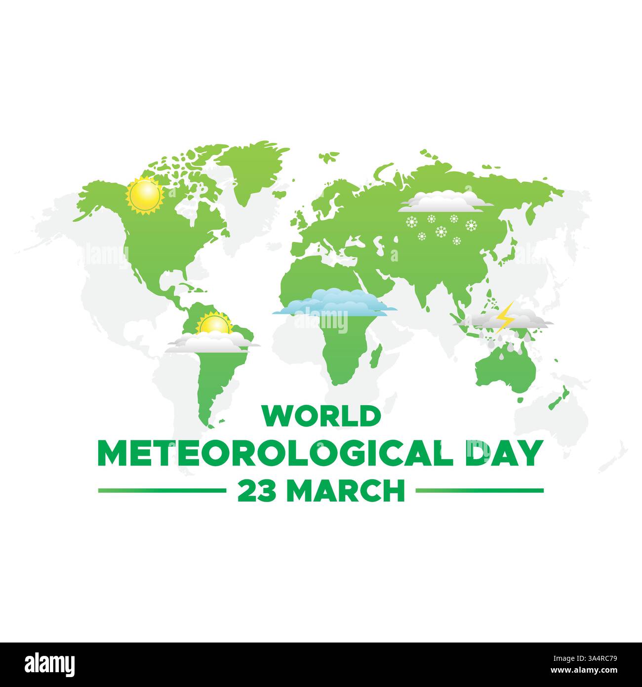 Giornata meteorologica mondiale, 23 marzo, banner, poster, post sui social media, illustrazione vettoriale Illustrazione Vettoriale