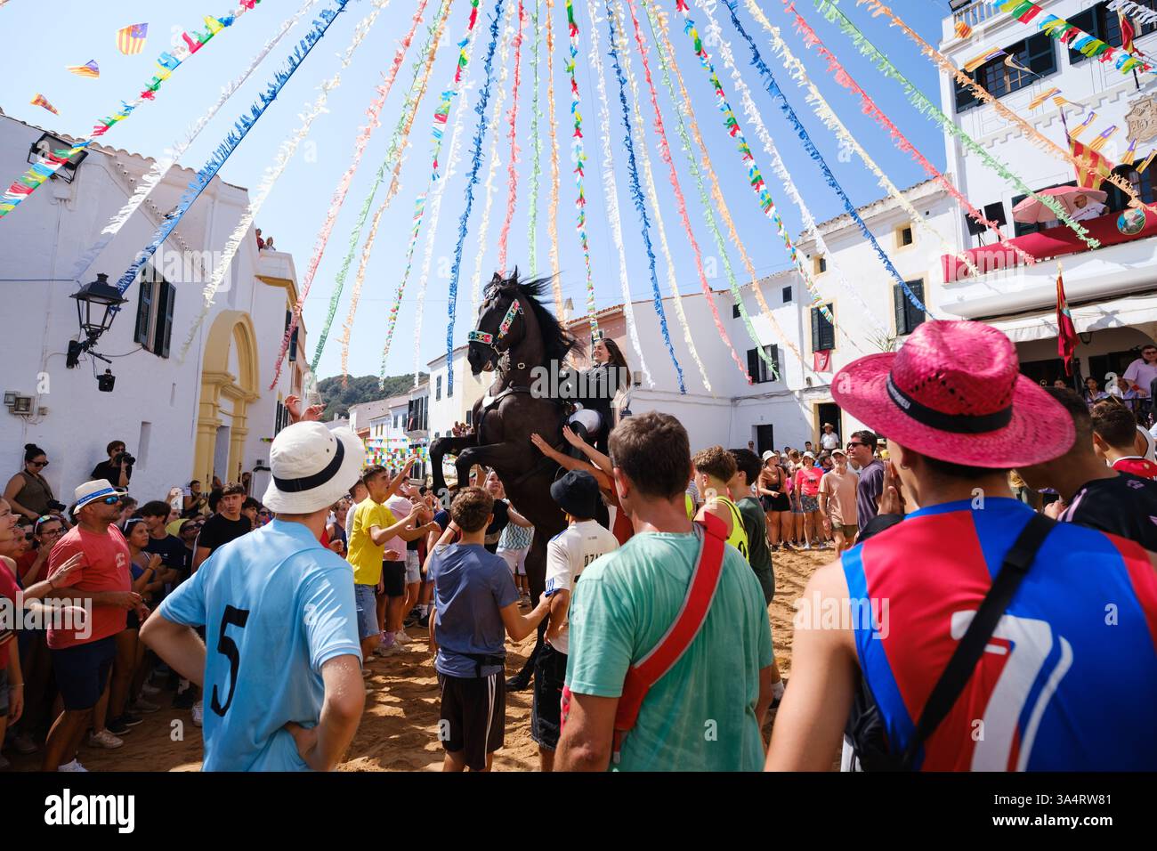 Jaleo, festa tradizionale con cavalli nella città di Ferreries a Minorca, Isole Baleari, Spagna Foto Stock