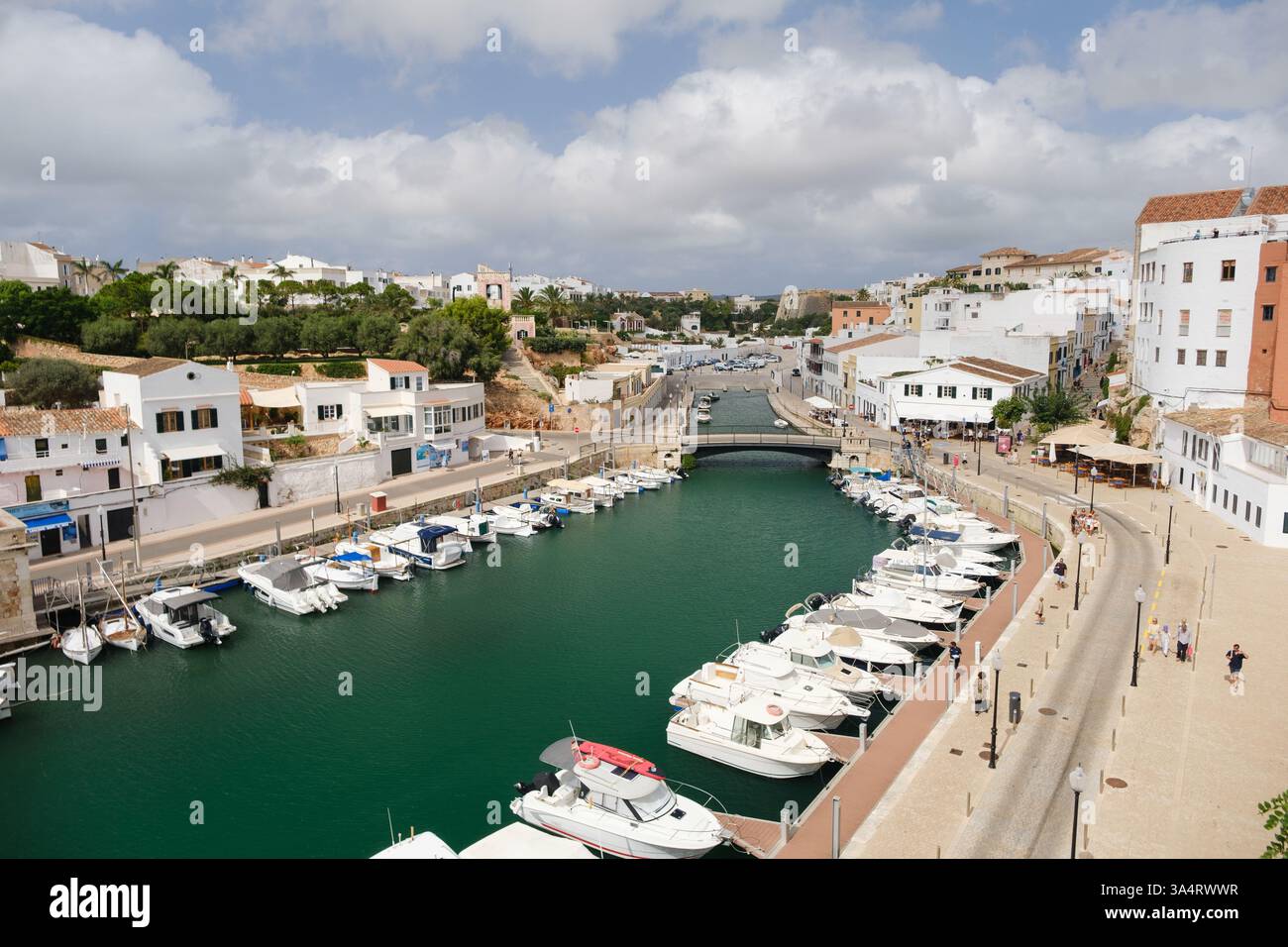 Vistes del port de Maó des del Ferry Barcellona - Minorca Foto Stock