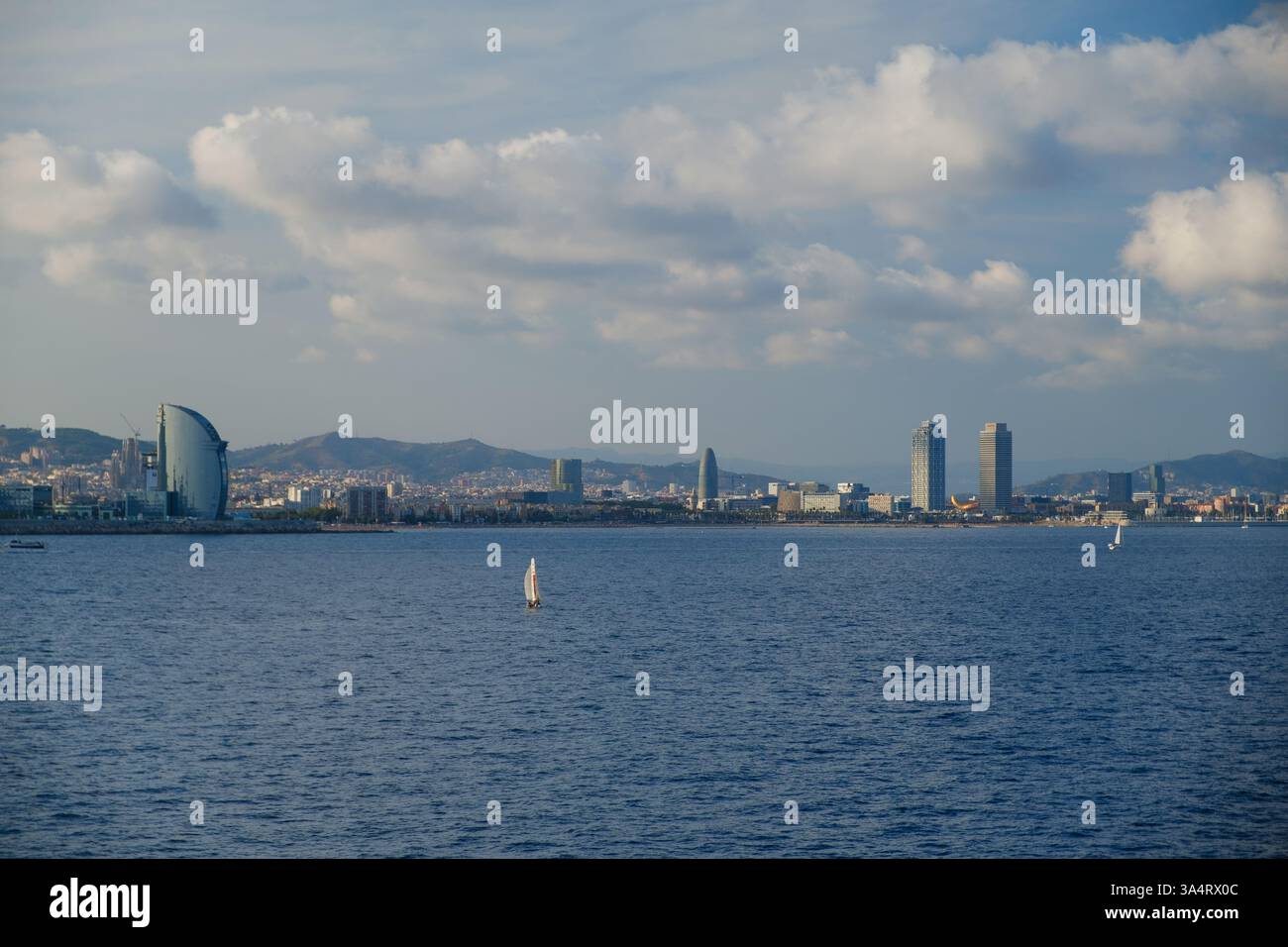 Vistes de Barcelona des del Ferry Maó - Barcellona Foto Stock