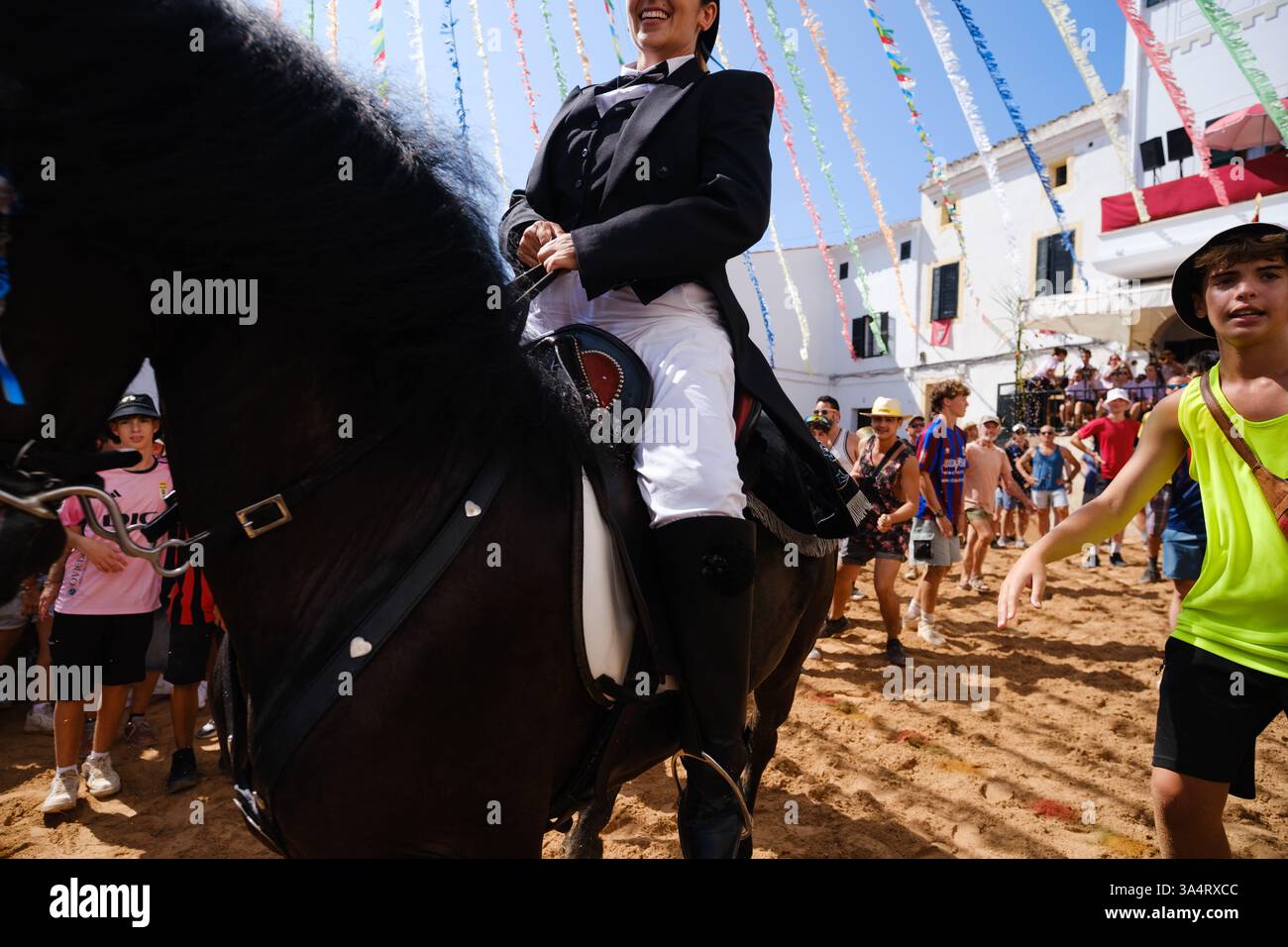 Jaleo, festa tradizionale con cavalli nella città di Ferreries a Minorca, Isole Baleari, Spagna Foto Stock