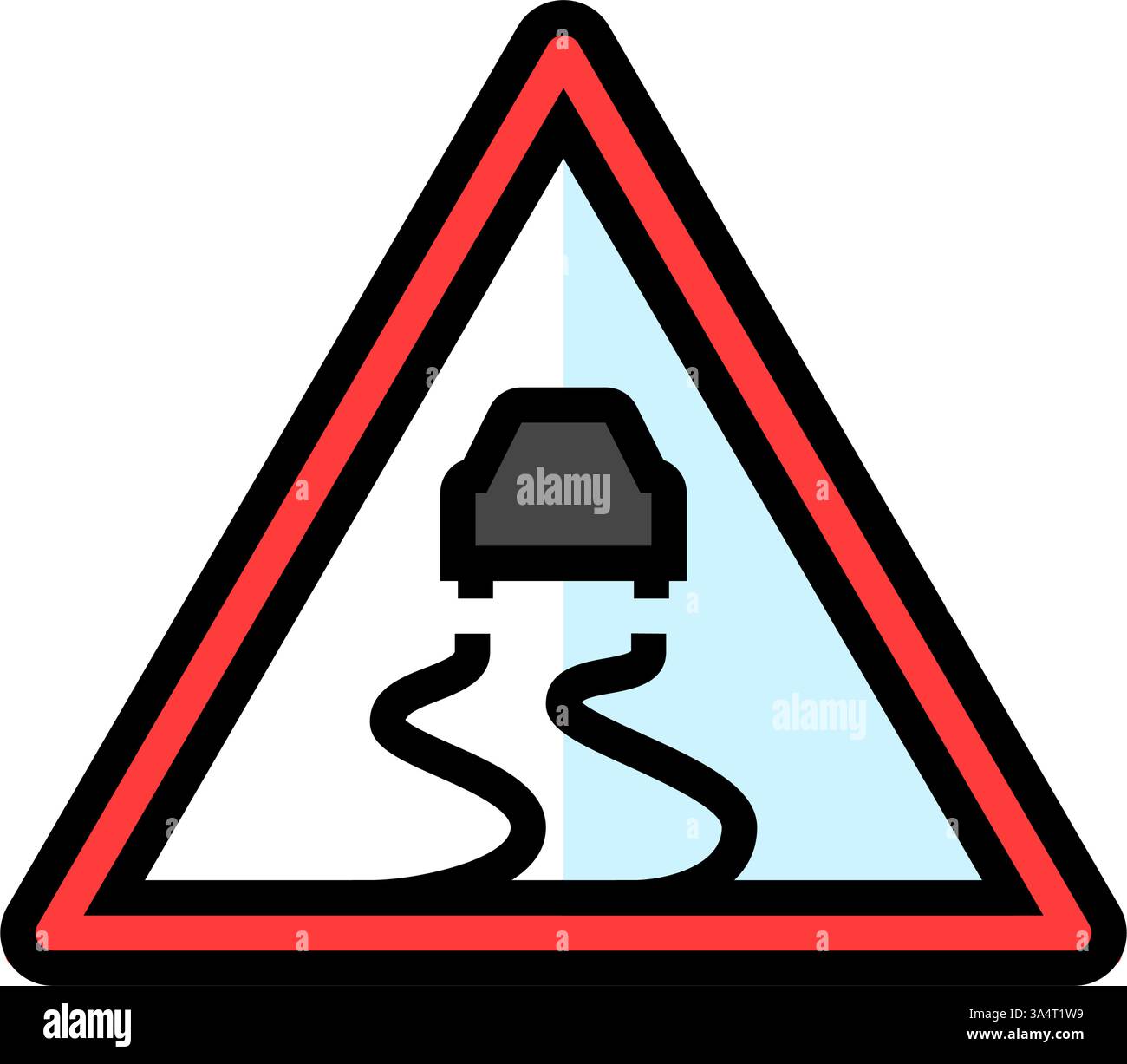illustrazione vettoriale dell'icona a colori degli ostacoli su strade ghiacciate Illustrazione Vettoriale
