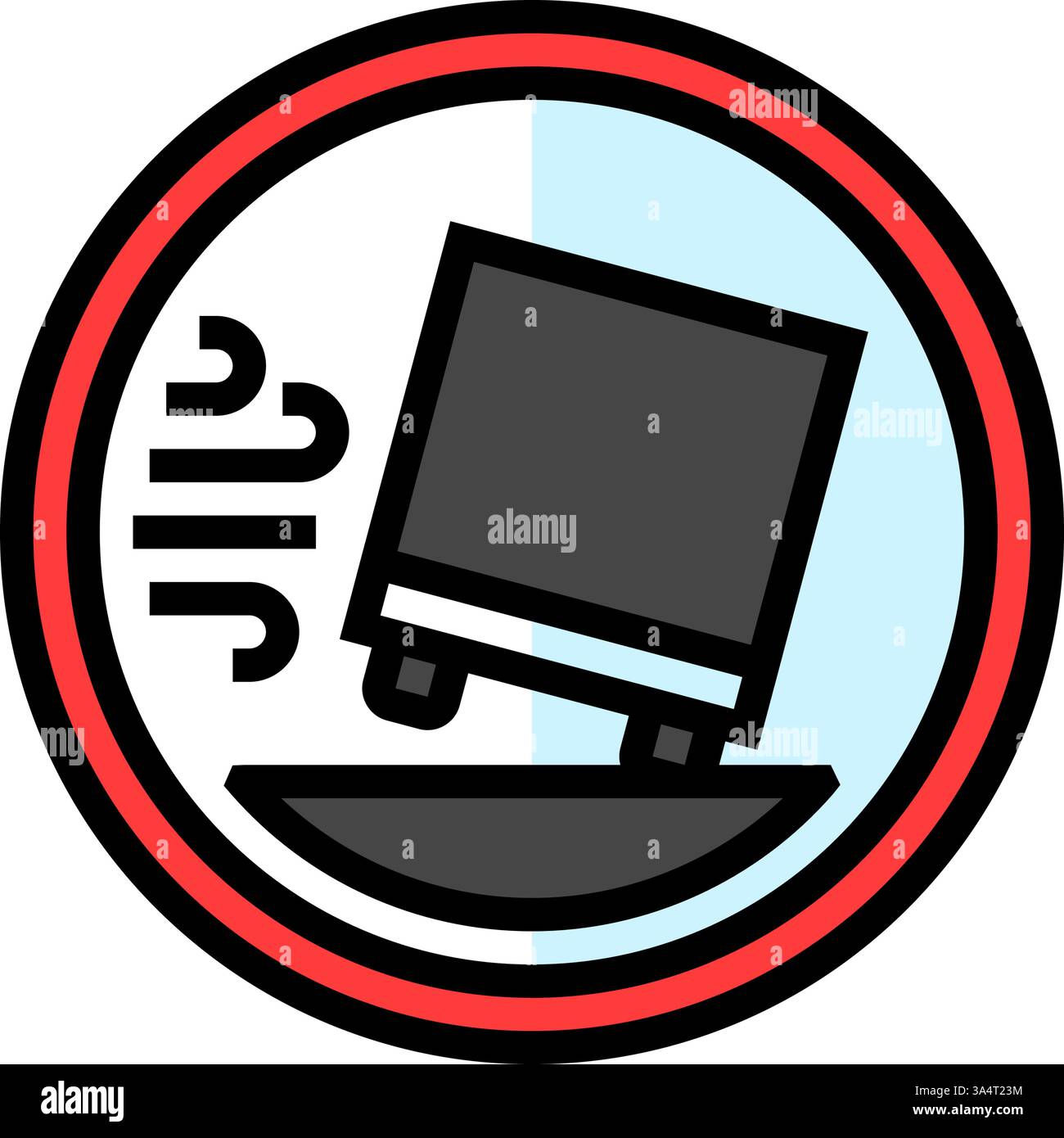 illustrazione vettoriale dell'icona a colori degli ostacoli durante la guida di un veicolo con forti venti Illustrazione Vettoriale