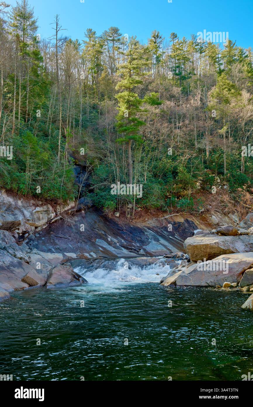 Wilson Creek dopo l'uragano Helene nella Pisgah National Forest, North Carolina. Foto Stock
