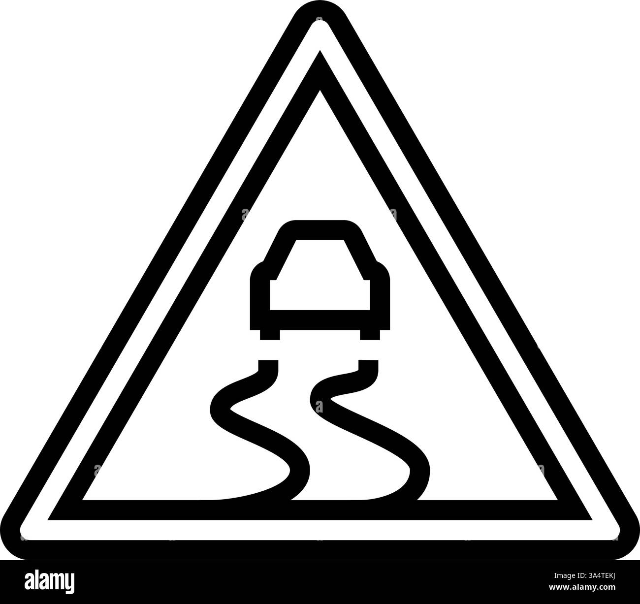 illustrazione vettoriale dell'icona della linea degli ostacoli di guida su strade ghiacciate Illustrazione Vettoriale