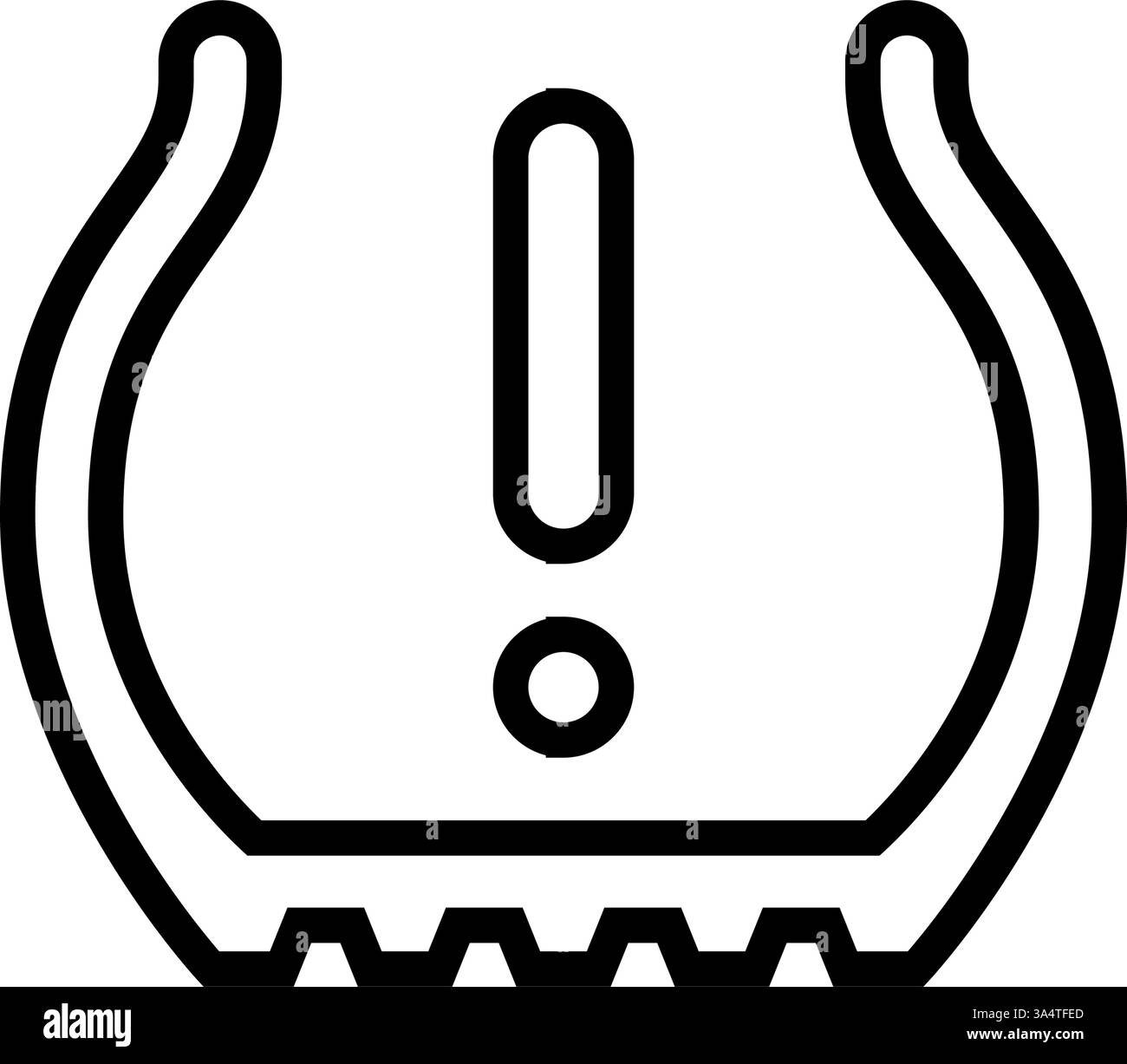 illustrazione vettoriale dell'icona della linea degli ostacoli della vettura con pneumatici sgonfi Illustrazione Vettoriale