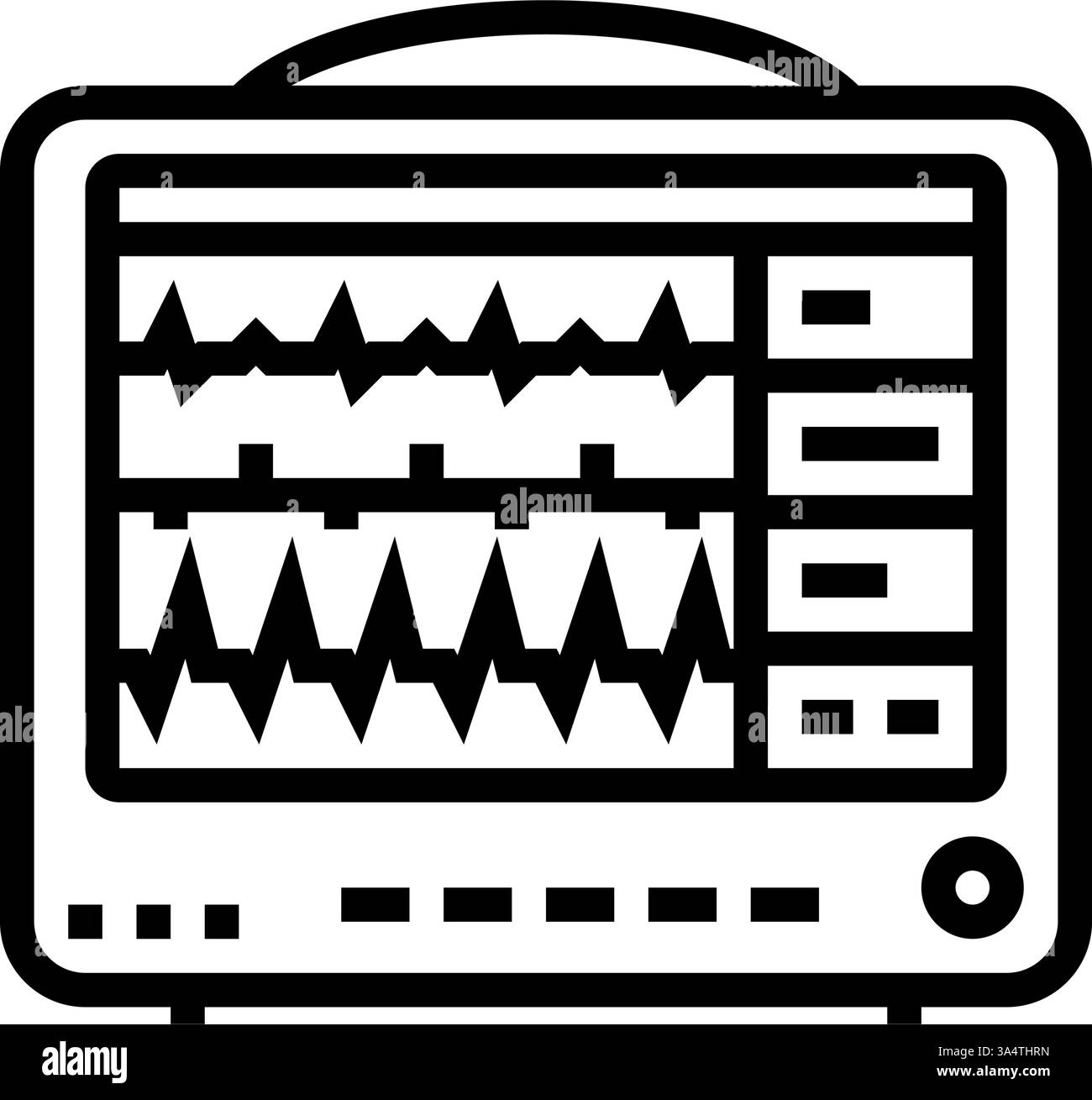 illustrazione vettoriale dell'icona della linea degli accessori per cardiologia del monitor della frequenza cardiaca Illustrazione Vettoriale