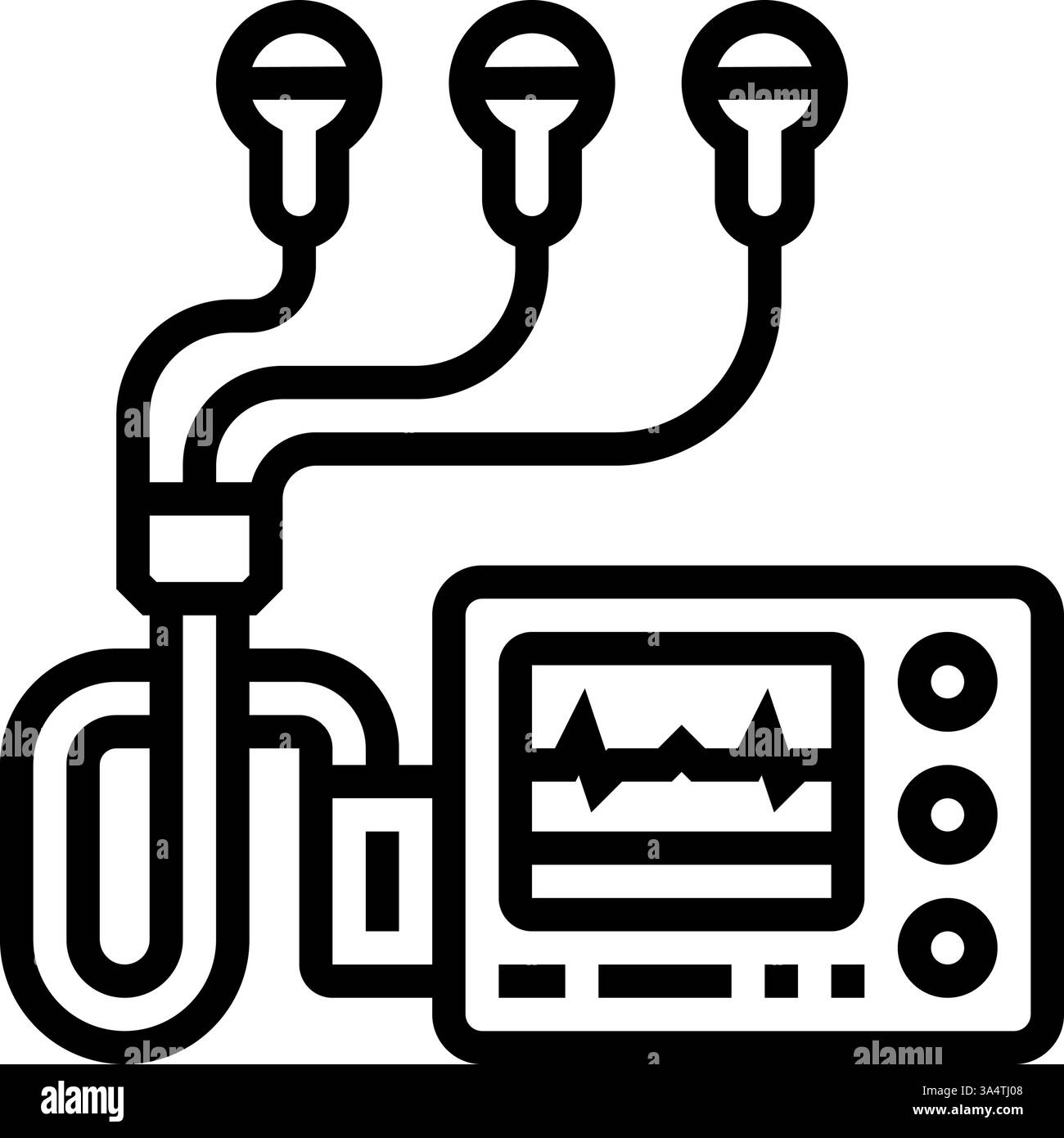 illustrazione vettoriale dell'icona della linea degli accessori per cardiologia del monitor holter Illustrazione Vettoriale