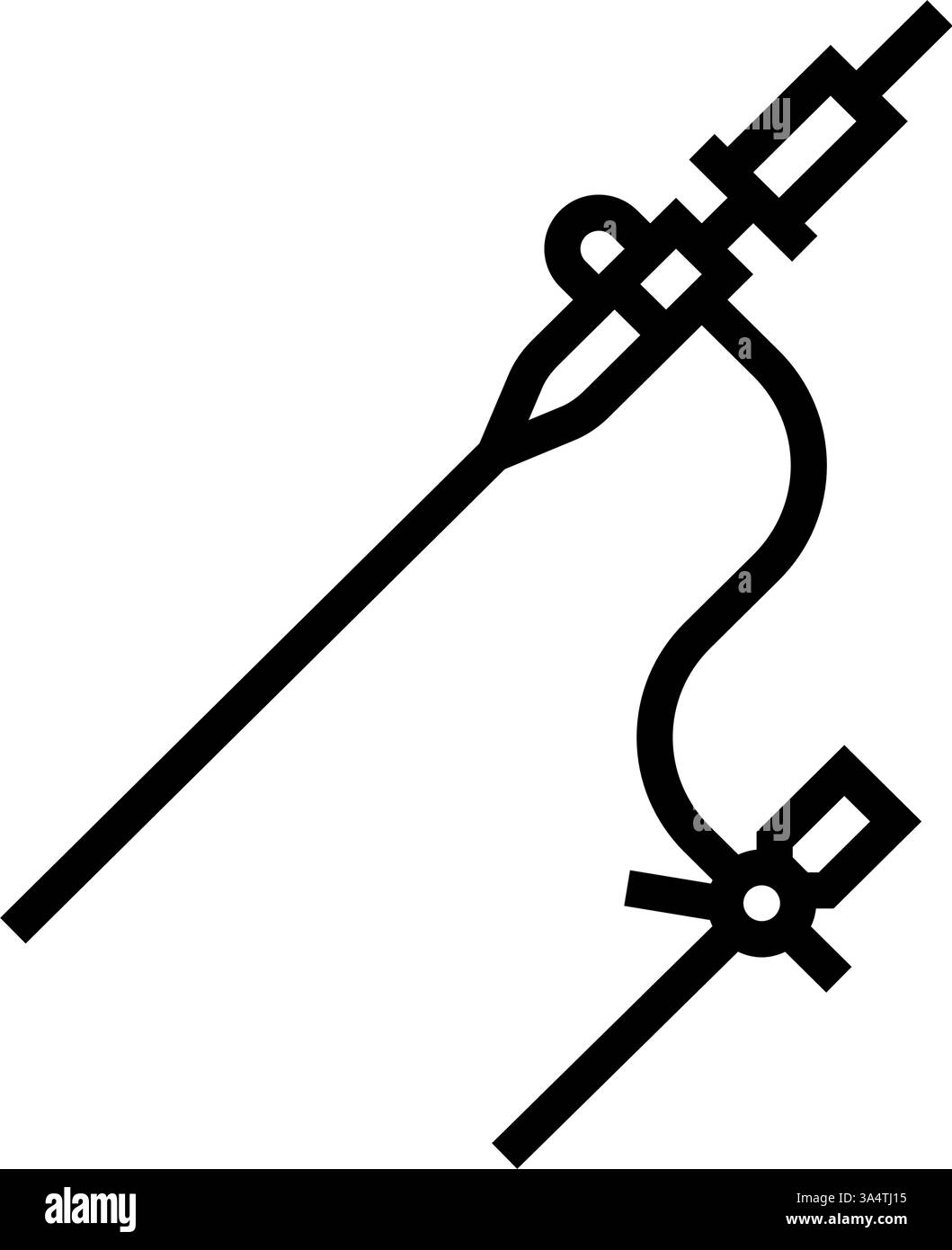 illustrazione vettoriale dell'icona della linea degli accessori per cardiologia del catetere cardiaco Illustrazione Vettoriale