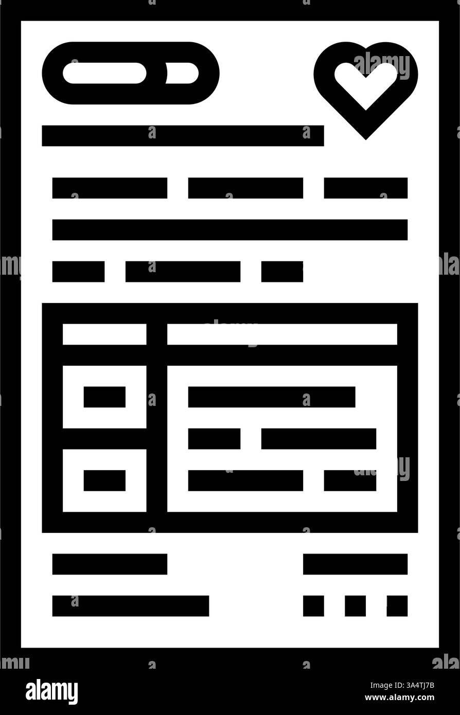 referto cardiologico icona della linea degli accessori cardiologici illustrazione vettoriale Illustrazione Vettoriale