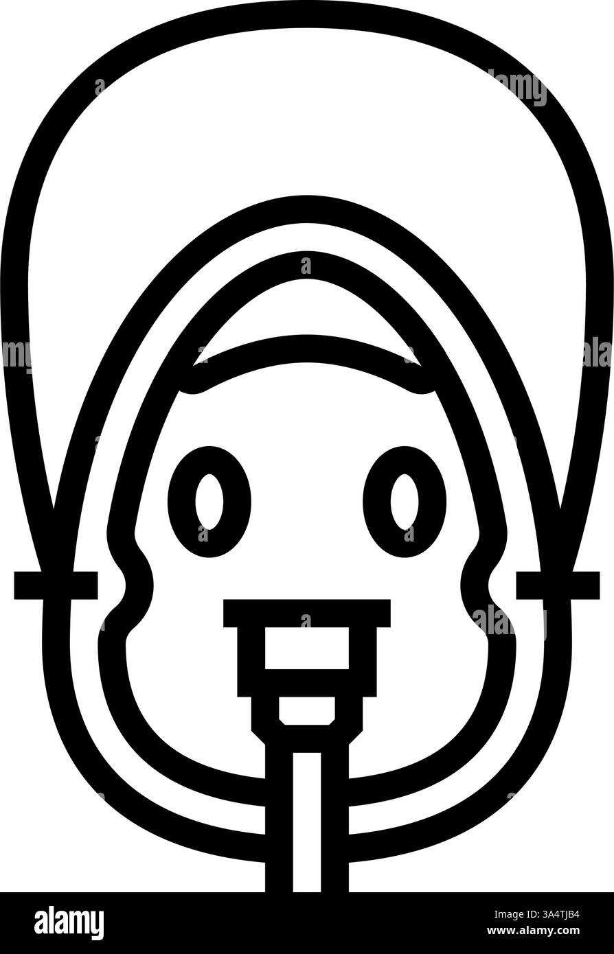 illustrazione vettoriale dell'icona della linea degli accessori per cardiologia della maschera per ossigeno Illustrazione Vettoriale