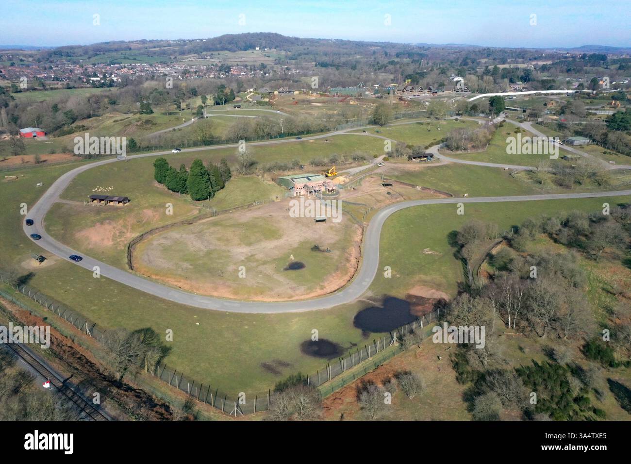 Immagine aerea del West Midlands Safari Park, Kidderminster, Worcs, marzo 2025 Foto Stock