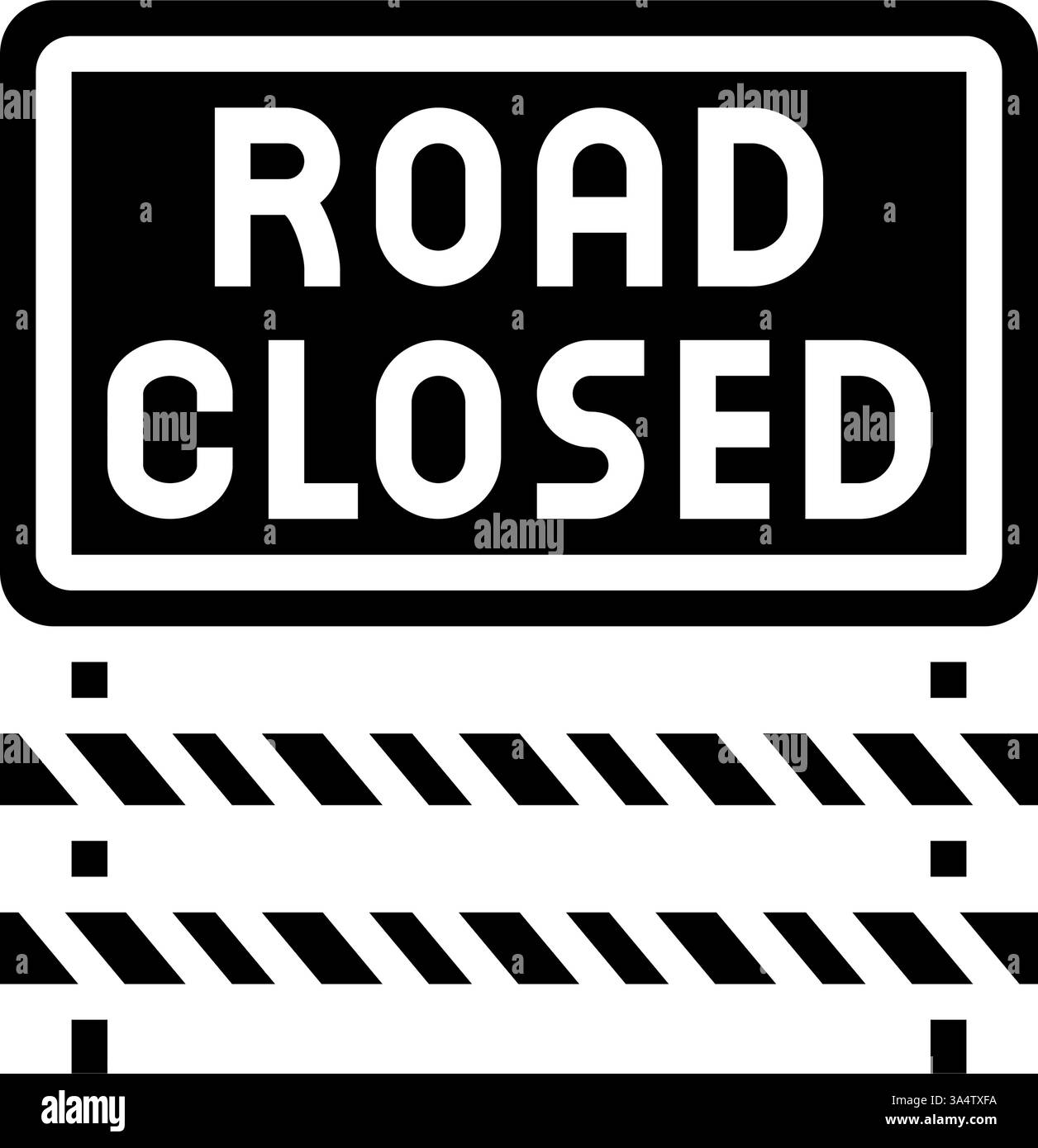 elimina le chiusure delle strade ostacoli alla guida dell'auto illustrazione del vettore dell'icona del glifo Illustrazione Vettoriale