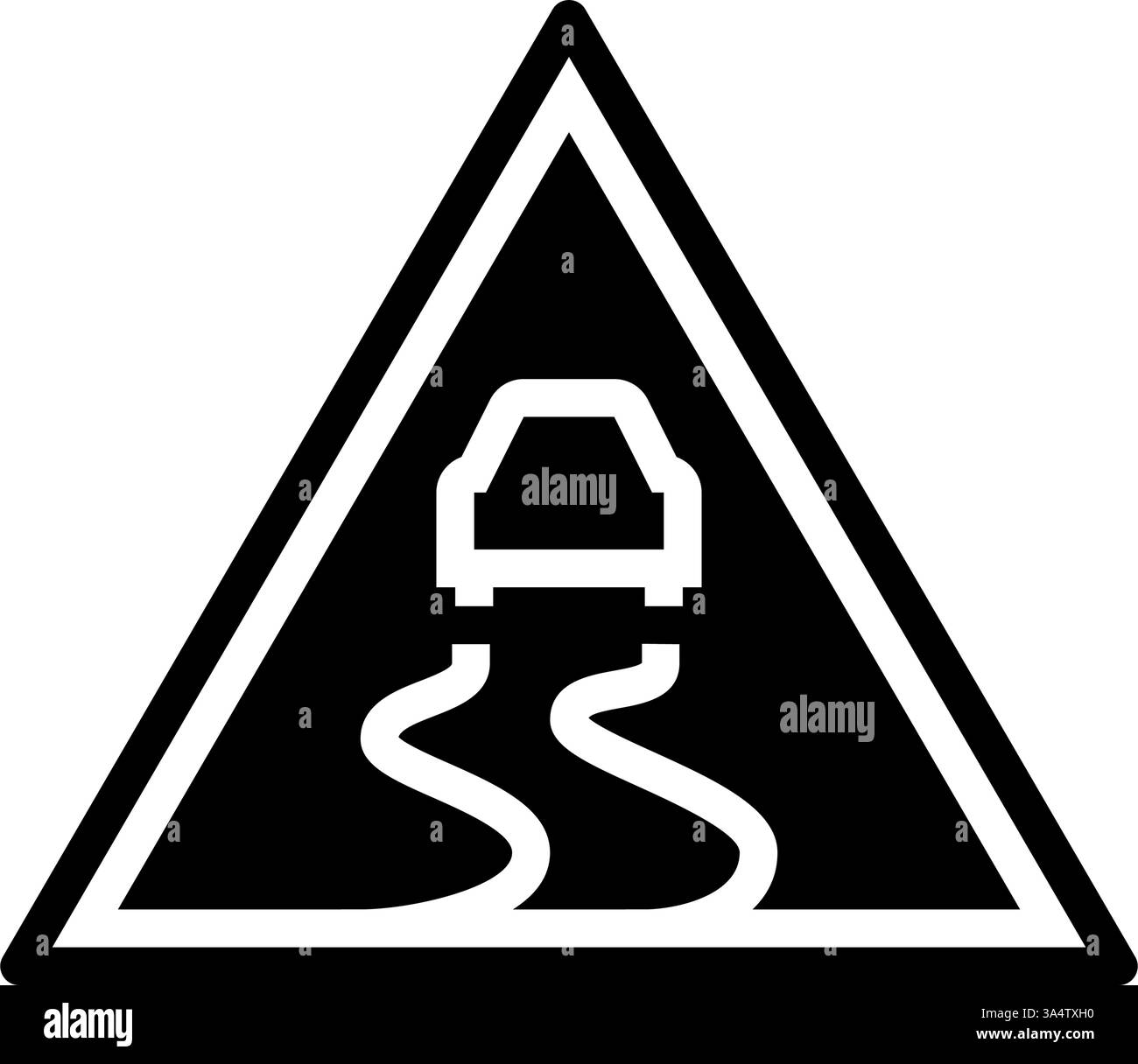 illustrazione vettoriale icona glifo su strade ghiacciate ostacoli alla guida Illustrazione Vettoriale