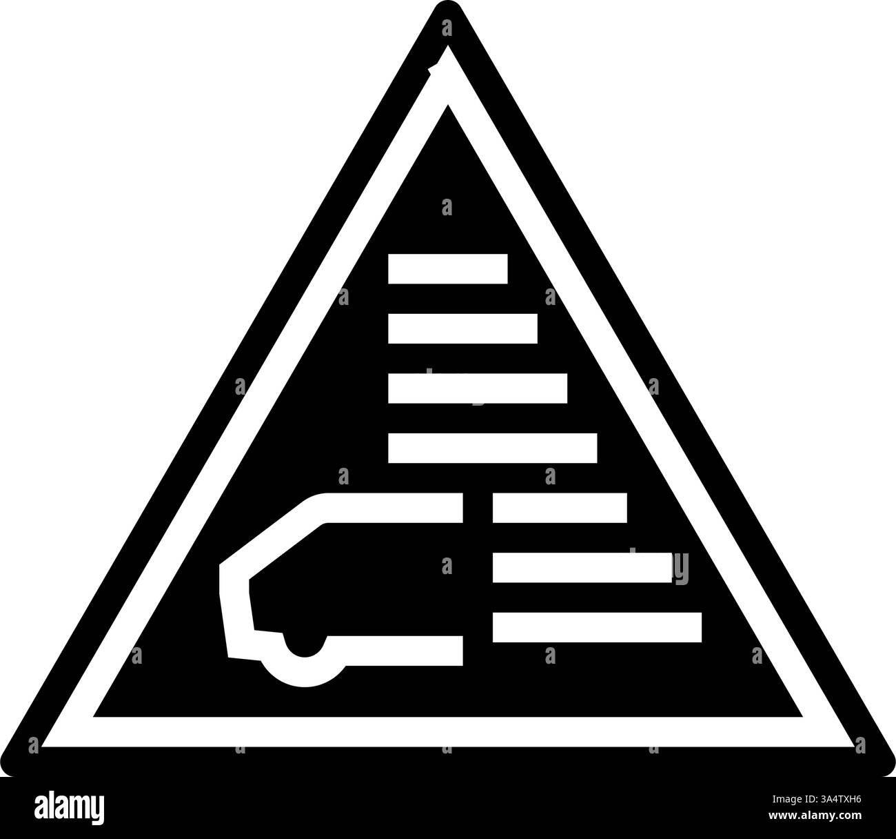 illustrazione vettoriale dell'icona glifo degli ostacoli alla guida su strade a ciottoli Illustrazione Vettoriale