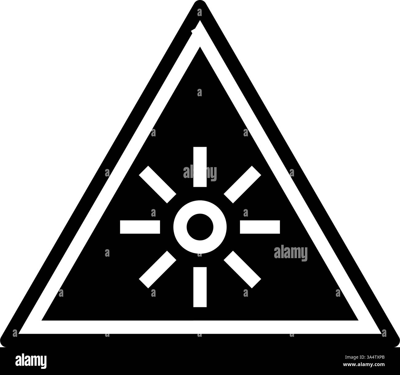 illustrazione vettoriale dell'icona glifo degli ostacoli alla guida della vettura alla luce solare accecante Illustrazione Vettoriale